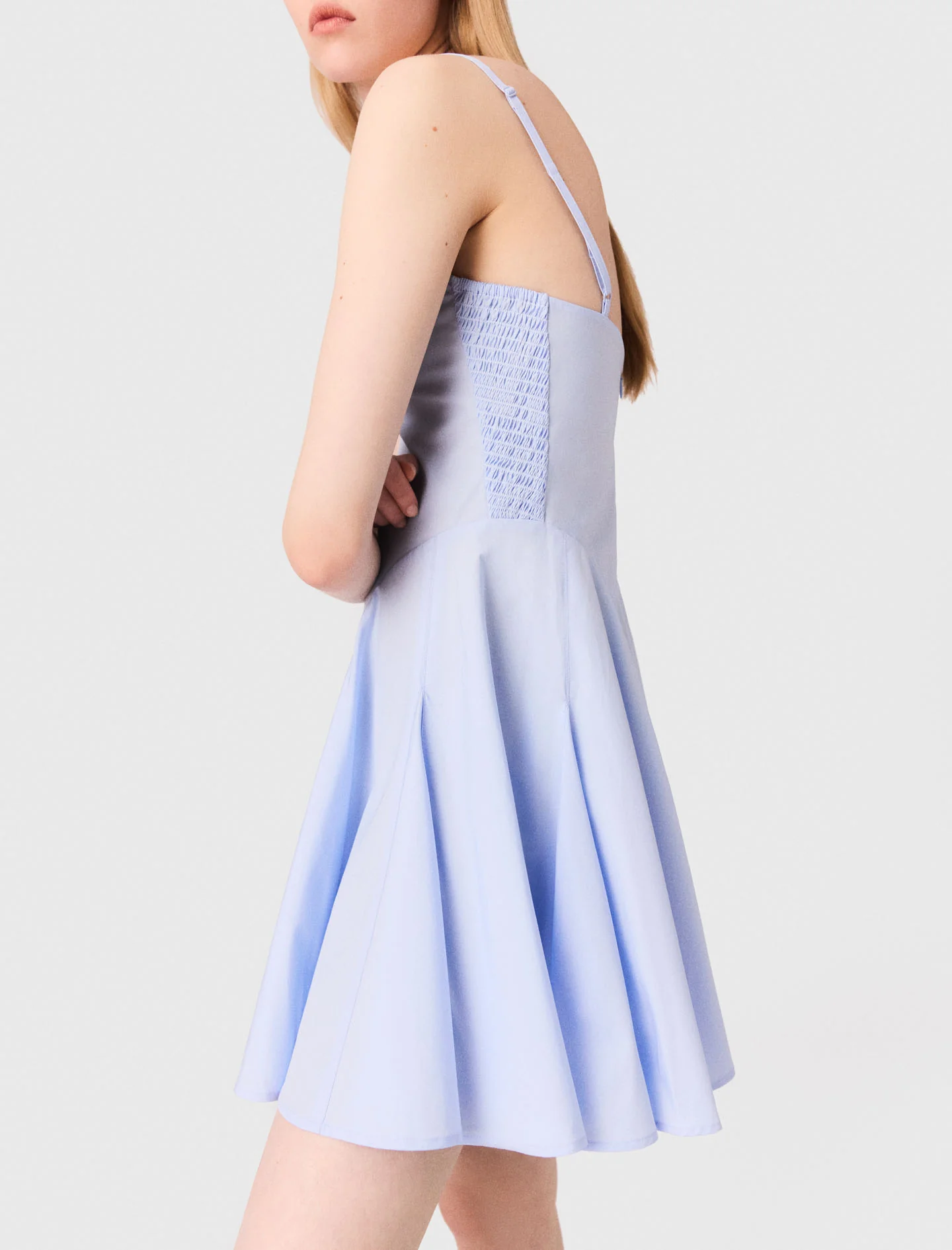 Short cotton babydoll dress Light Blue - Image 5