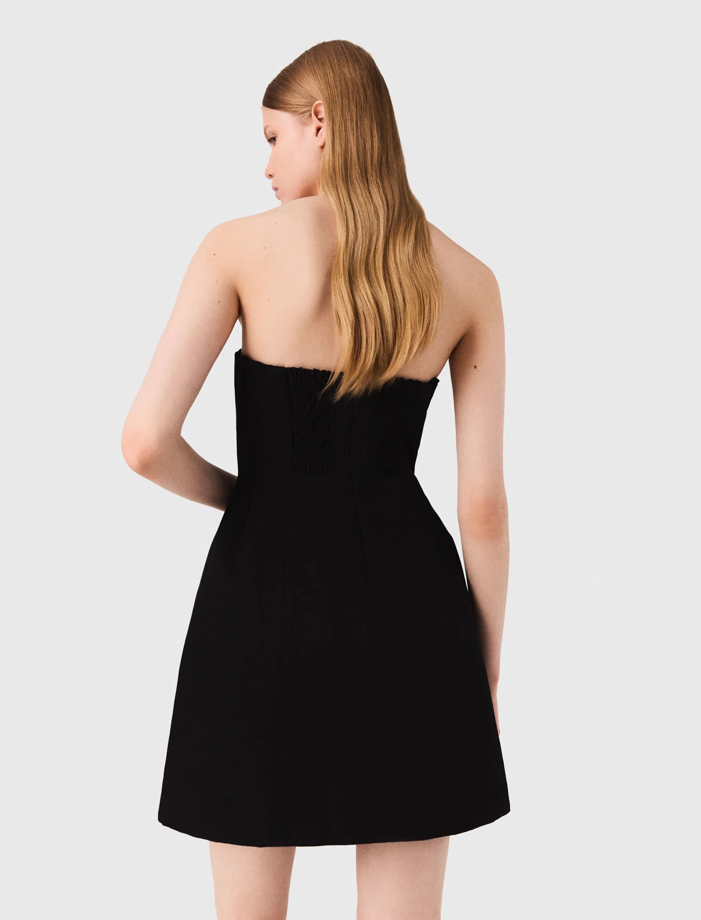 Short linen bustier dress Black - Image 3