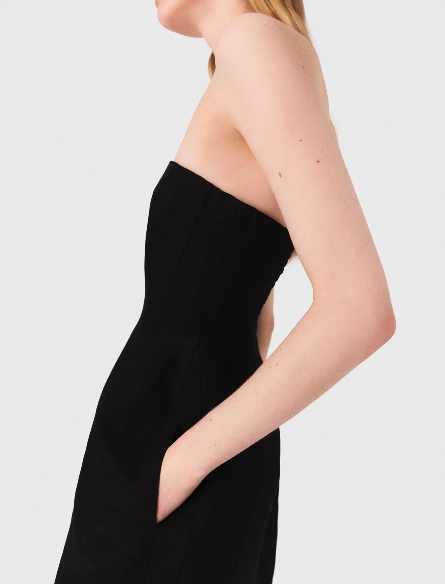 Short linen bustier dress Black - Image 5