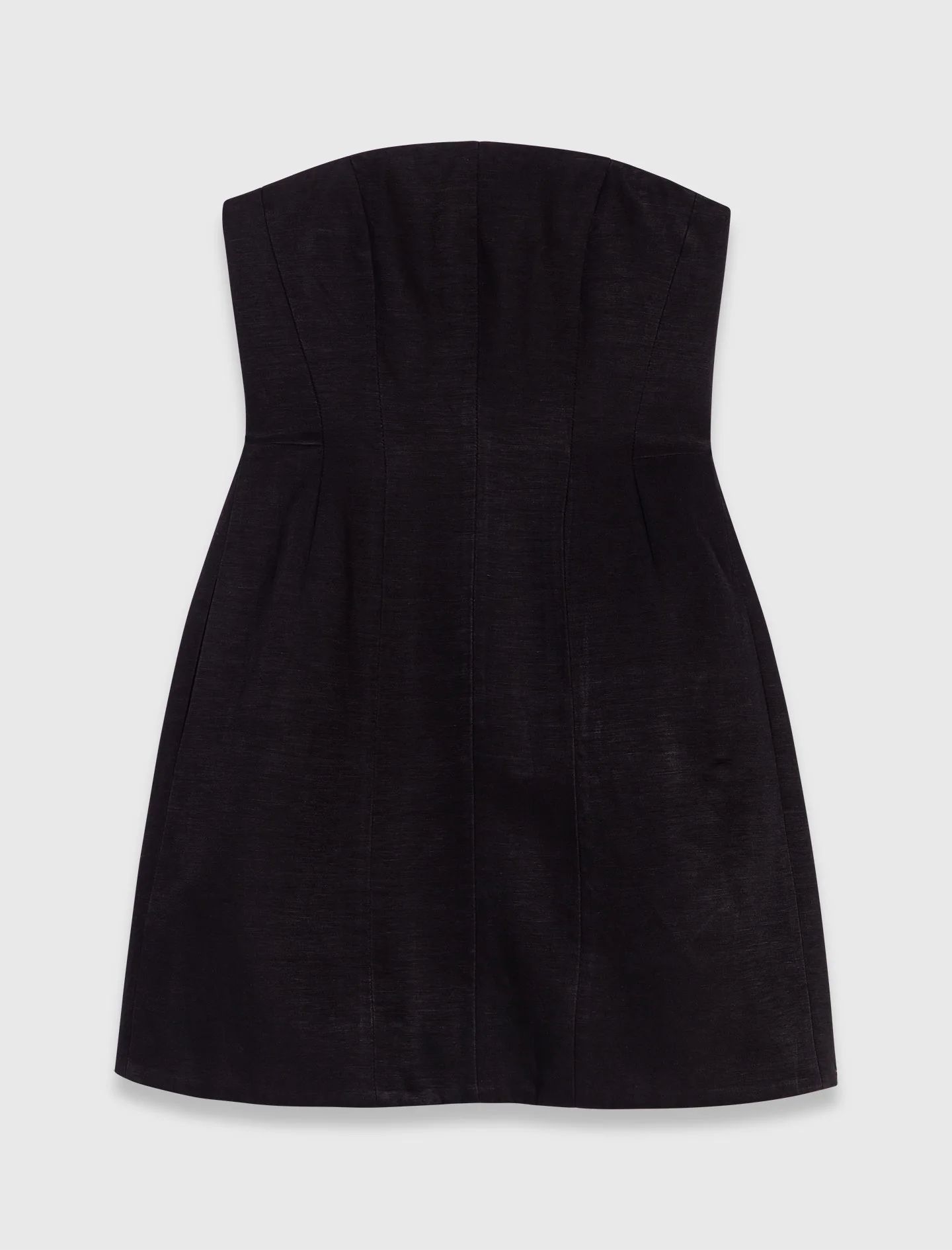 Short linen bustier dress Black - Image 7