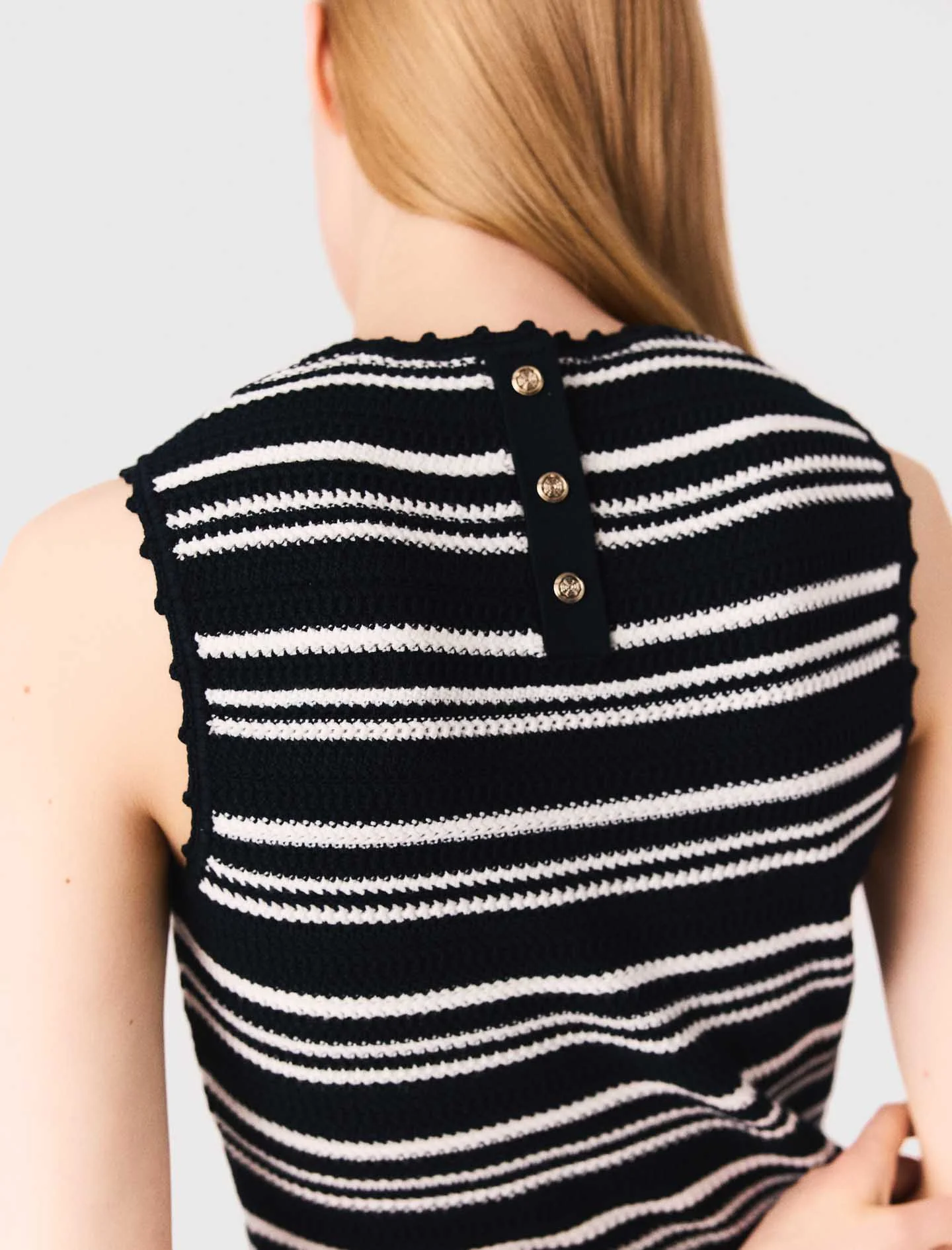 Short crochet dress Navy/White - Image 3