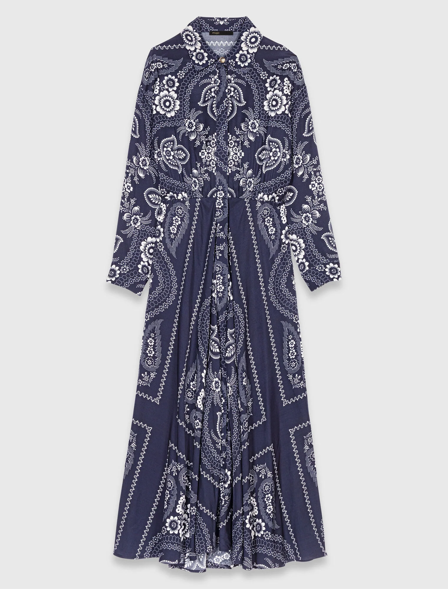 Patterned flowing maxi dress Navy Bandana Print - Image 6