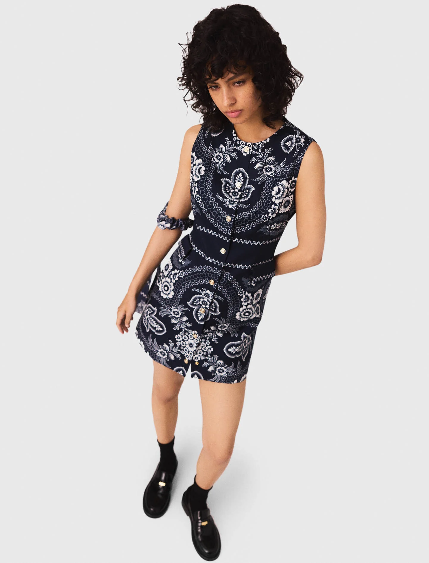 Patterned shift dress Navy Bandana Print - Image 3
