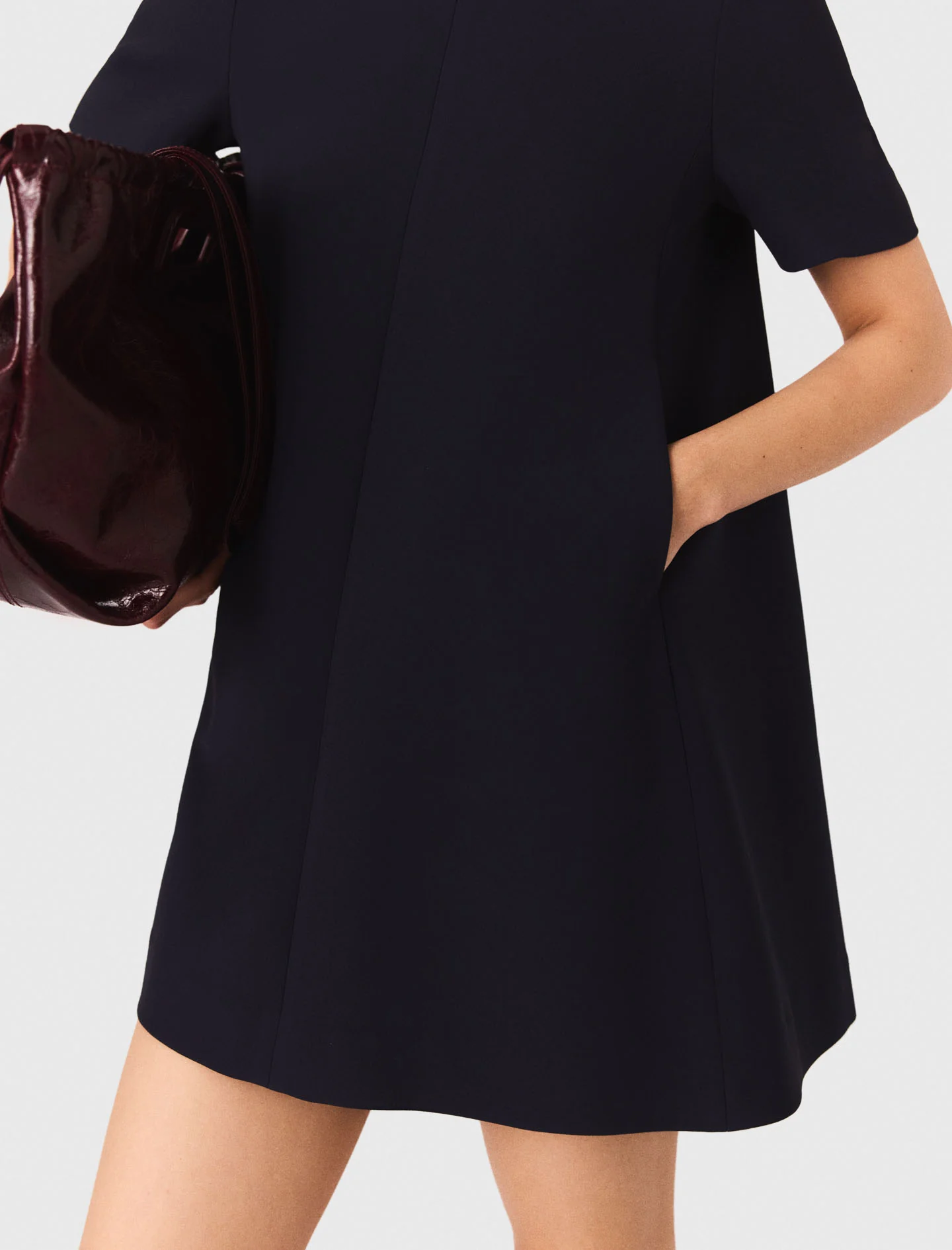 Heavy crepe trapeze dress Navy - Image 4