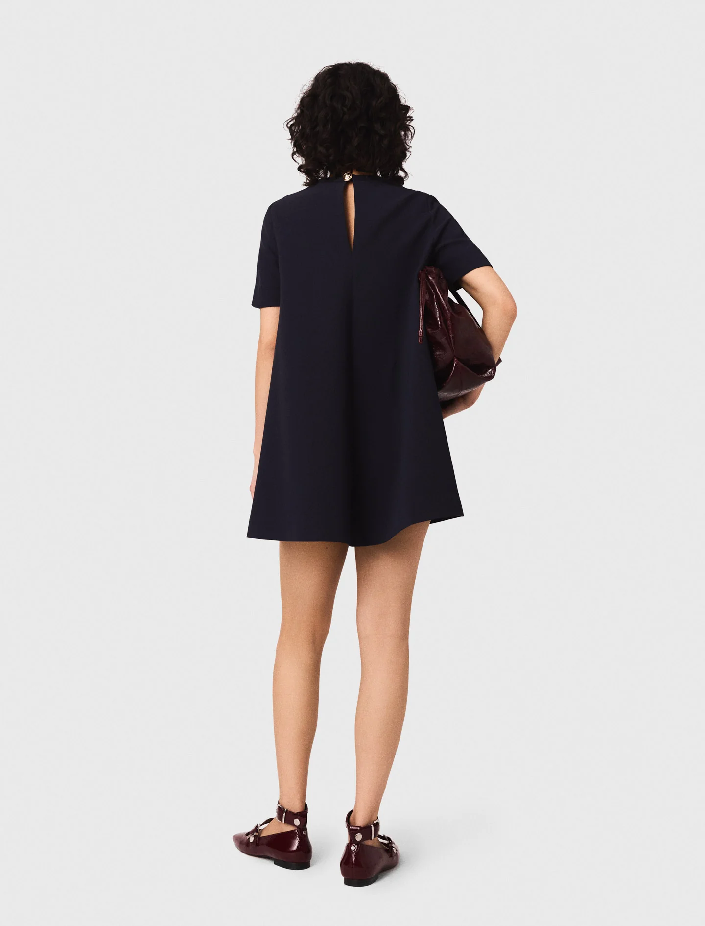 Heavy crepe trapeze dress Navy - Image 6