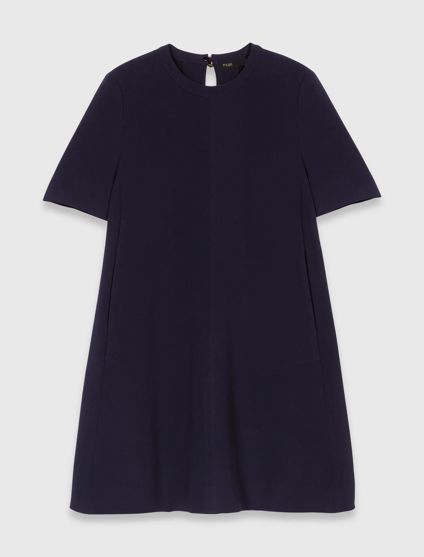 Heavy crepe trapeze dress Navy - Image 7