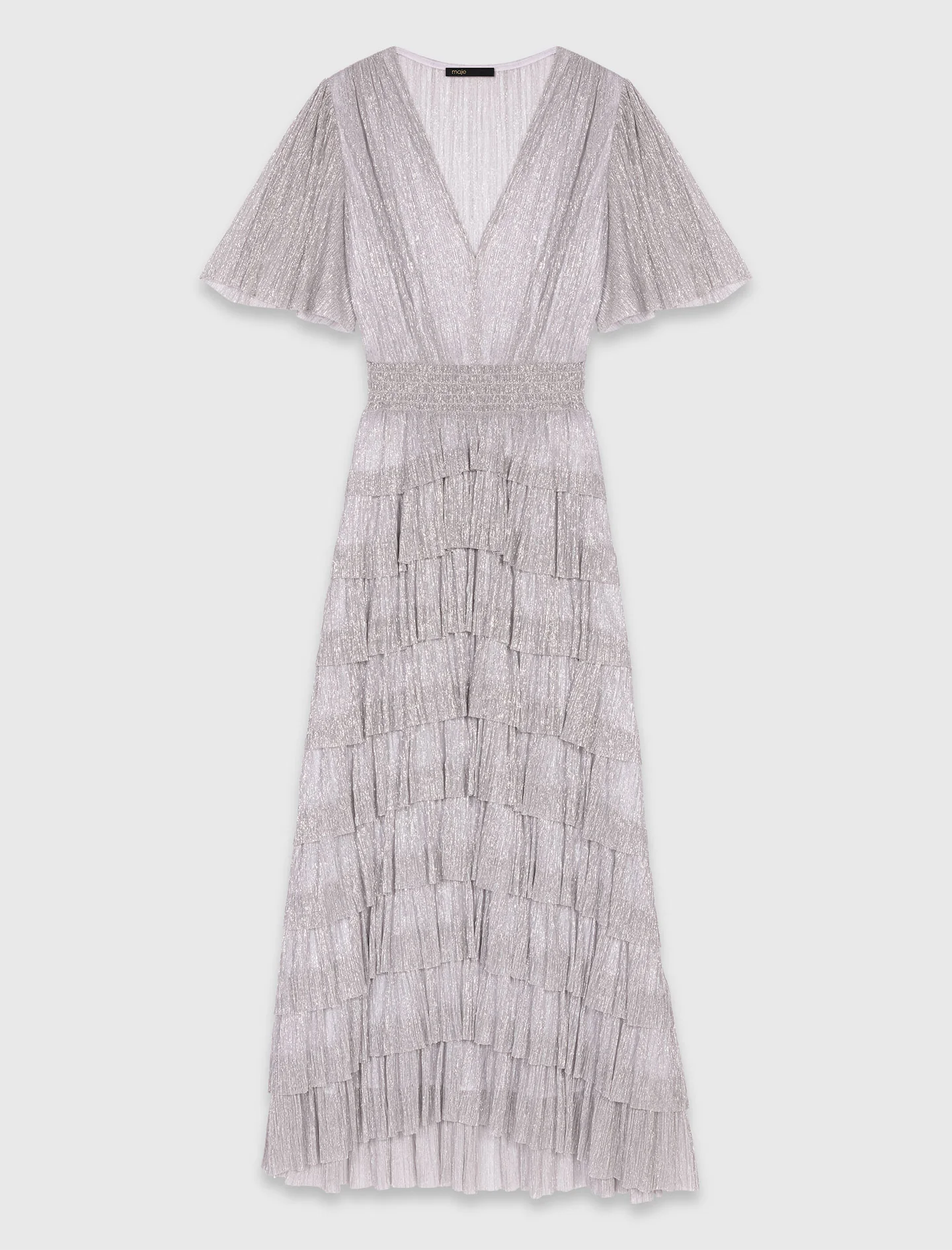 Metallic ruffled midi dress Silver - Image 9