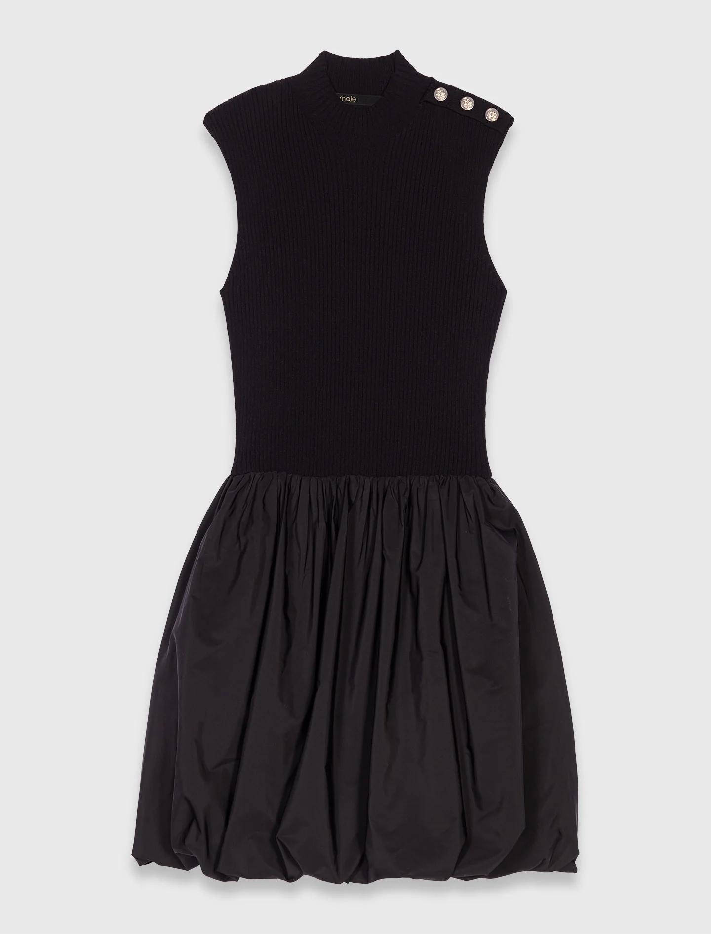 Short mesh and taffeta dress Black - Image 5