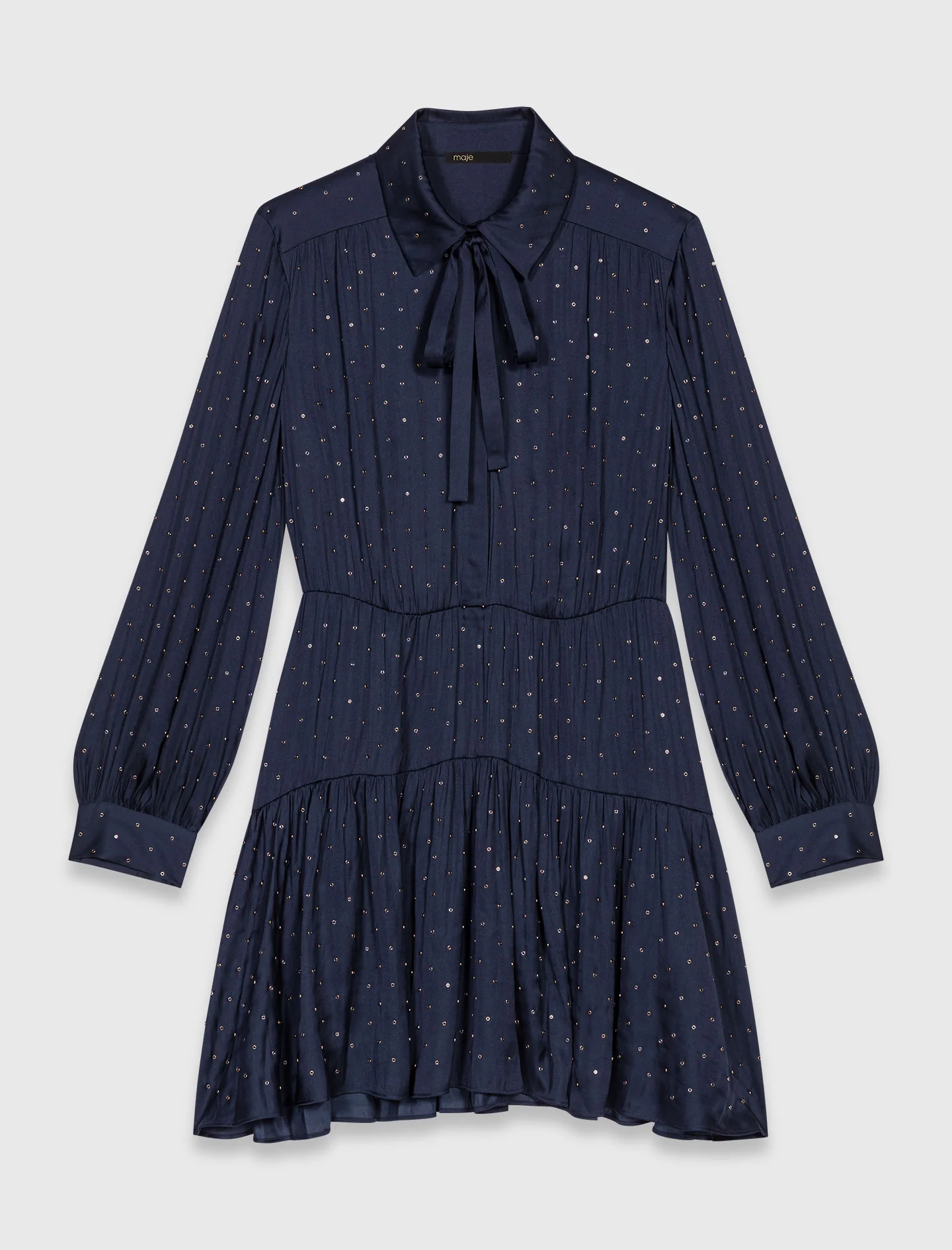 Studded flowing shirt dress Navy - Image 6