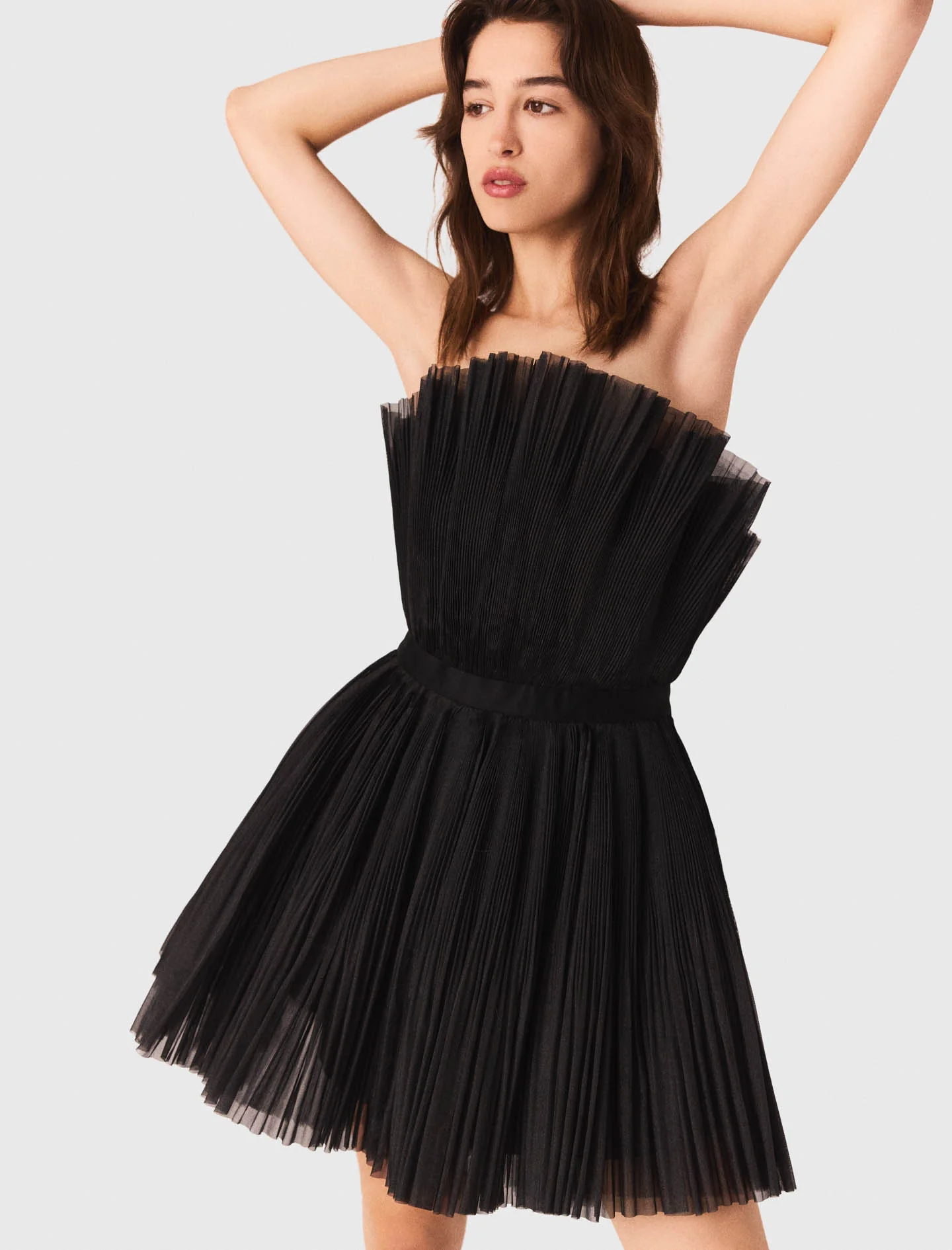 Tulle and organza bustier dress Black - Image 2