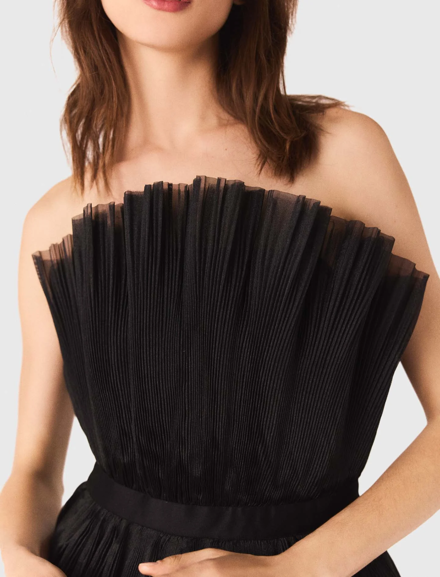 Tulle and organza bustier dress Black - Image 4