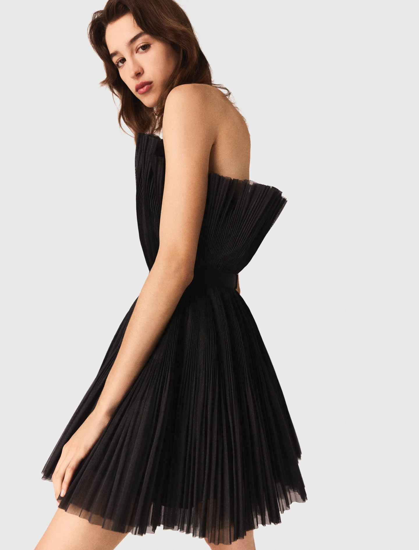 Tulle and organza bustier dress Black - Image 5