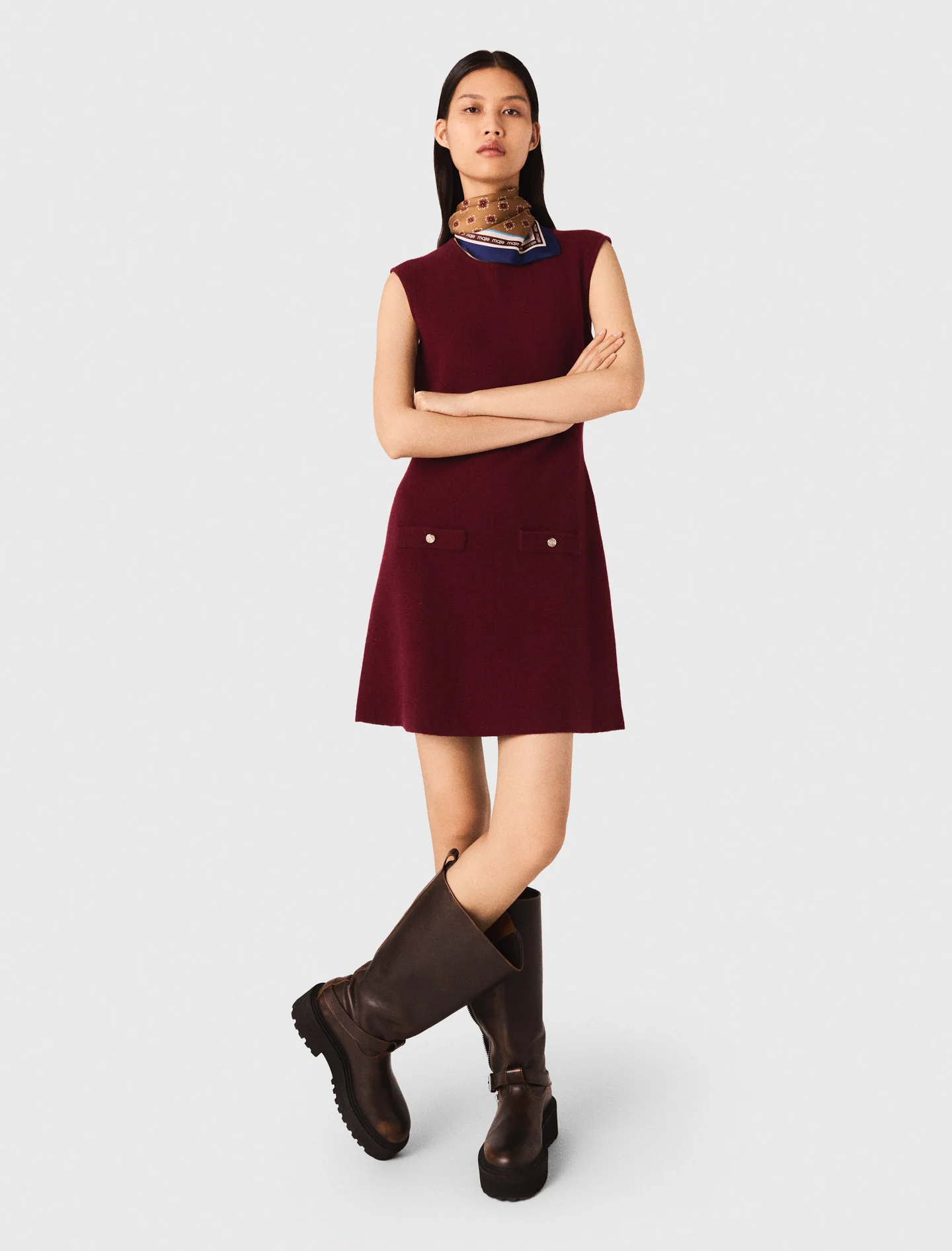 Knit dress with removable jumper Burgundy - Image 2