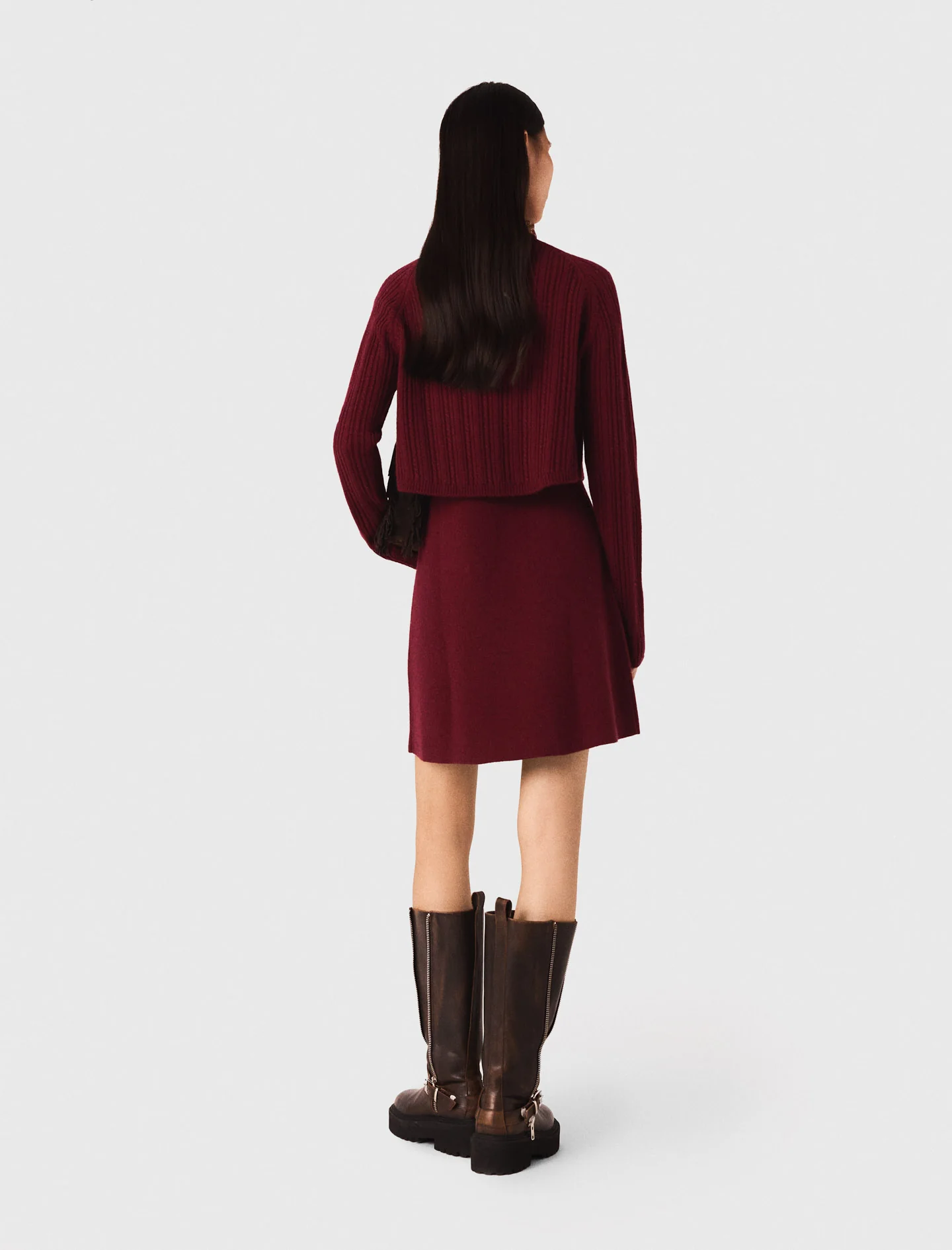 Knit dress with removable jumper Burgundy - Image 3