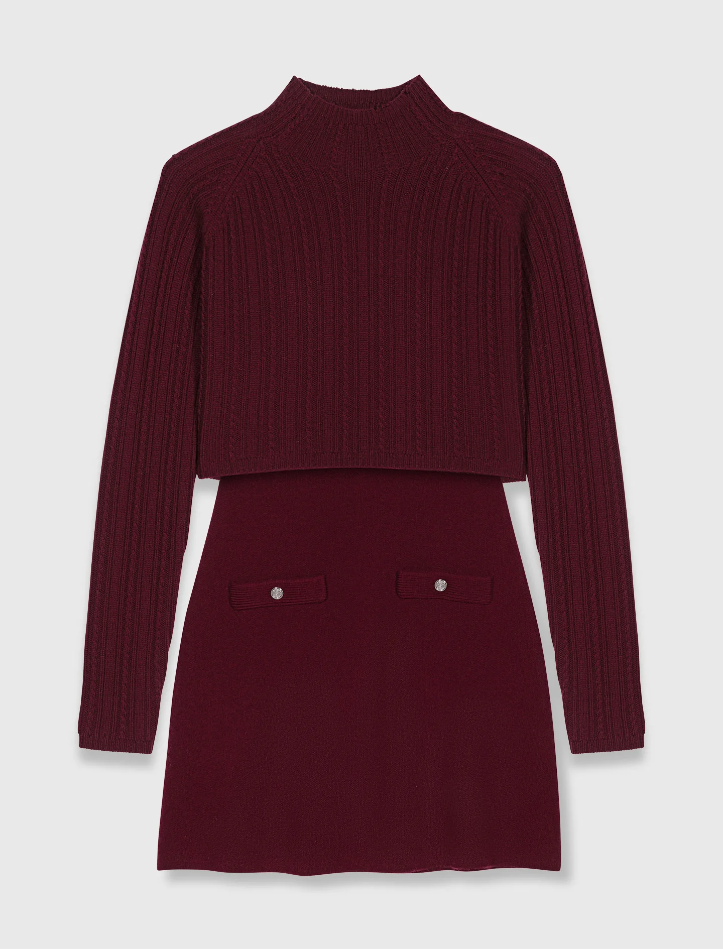 Knit dress with removable jumper Burgundy - Image 6