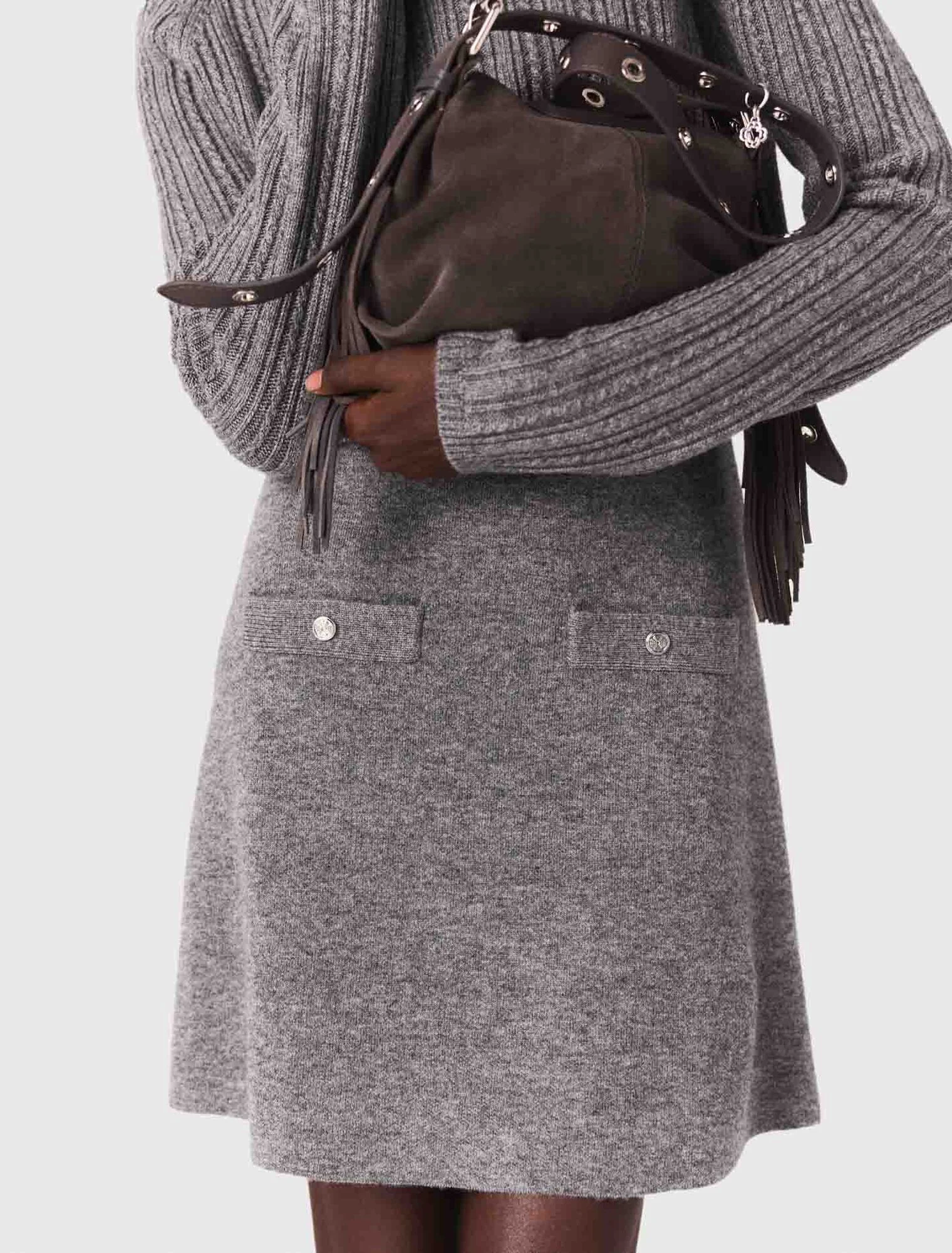 Knit dress with removable jumper Grey - Image 5