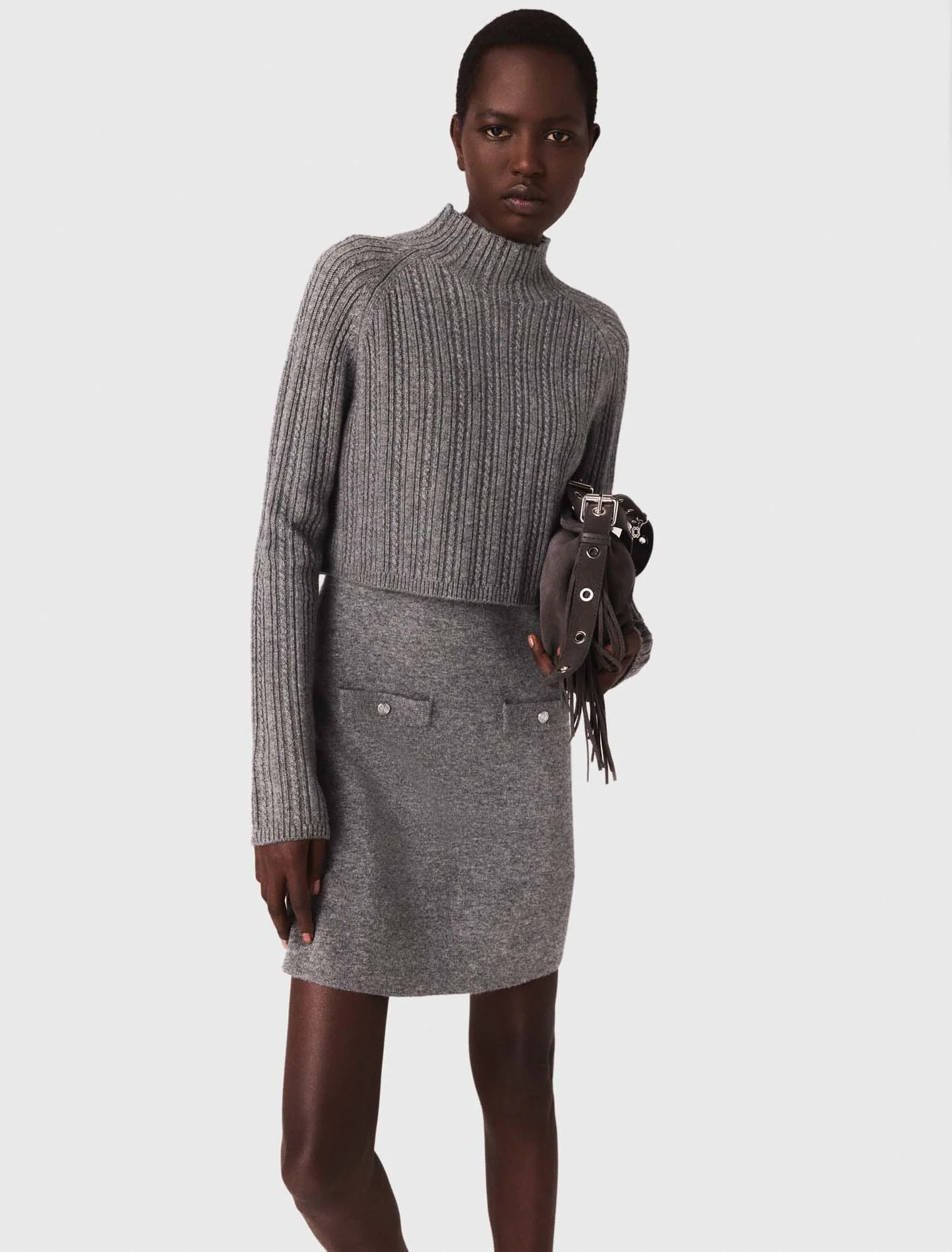 Knit dress with removable jumper Grey - Image 6