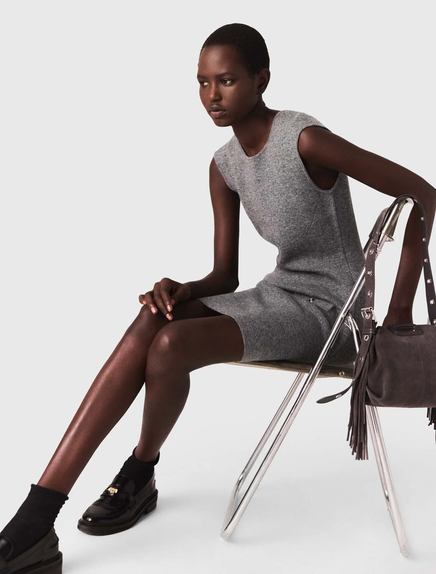Knit dress with removable jumper Grey - Image 8