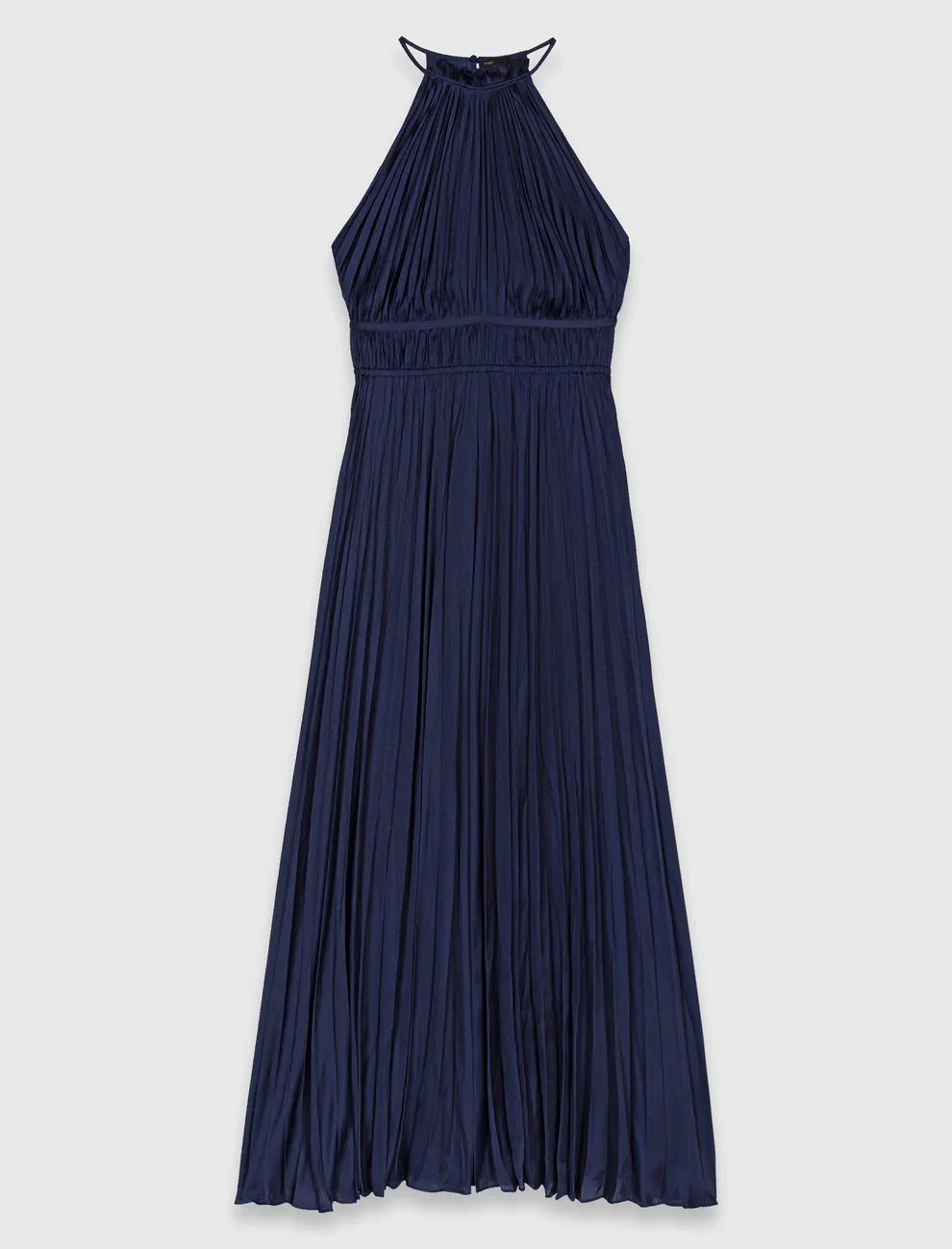 Pleated satin maxi dress Navy - Image 7