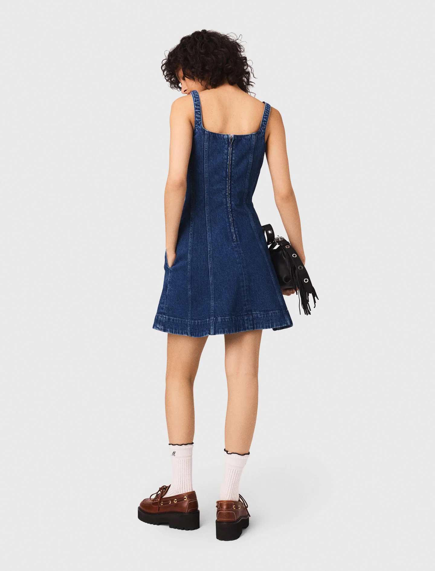 Short denim babydoll dress Denim Blue - Image 3