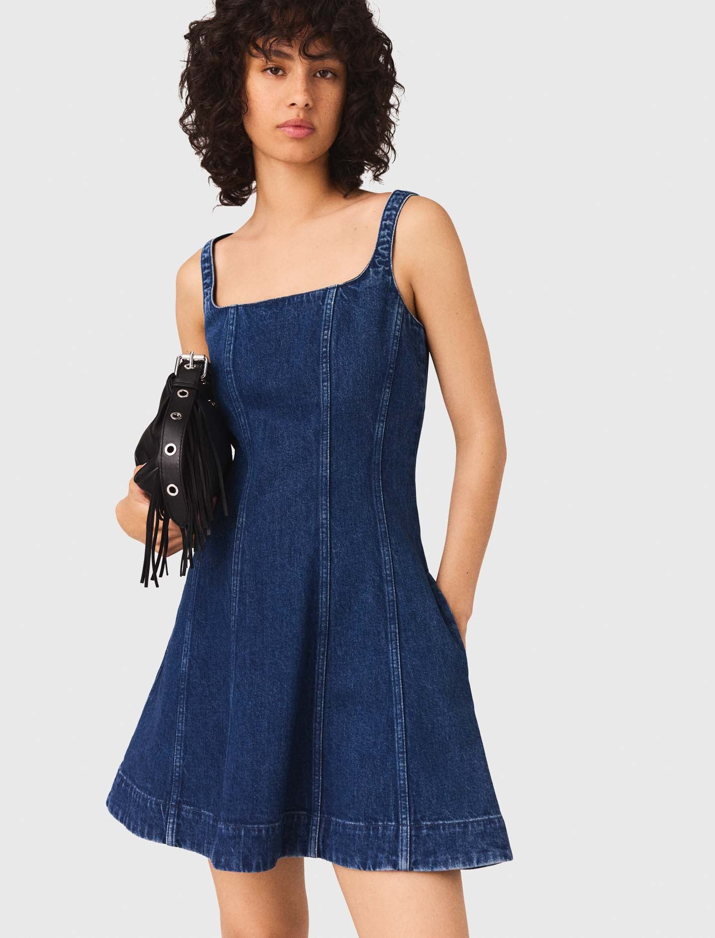 Short denim babydoll dress Denim Blue - Image 4