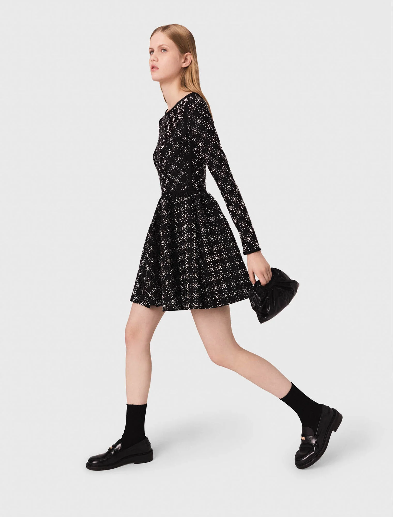 Pearl and rhinestone skater dress Black - Image 3