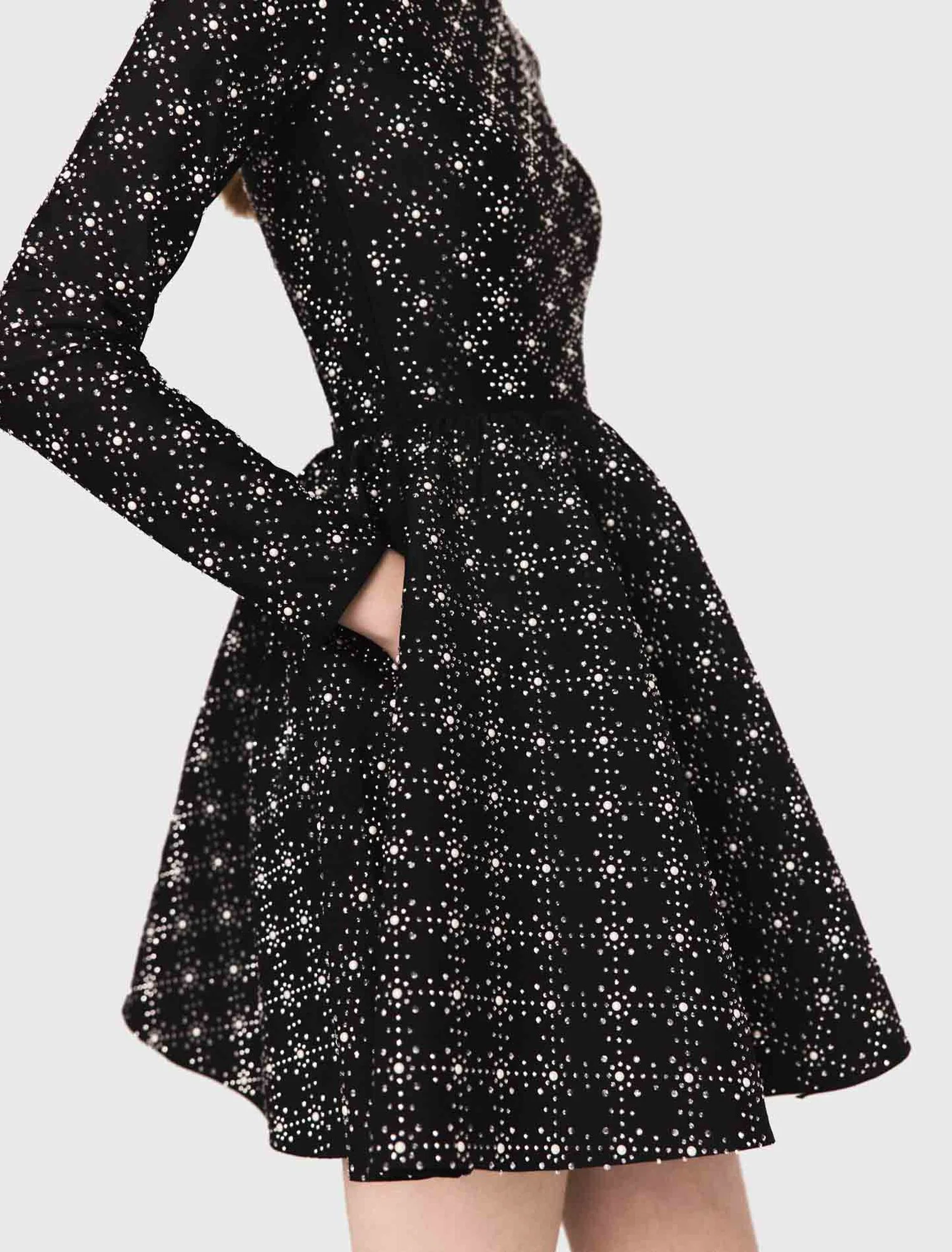 Pearl and rhinestone skater dress Black - Image 4