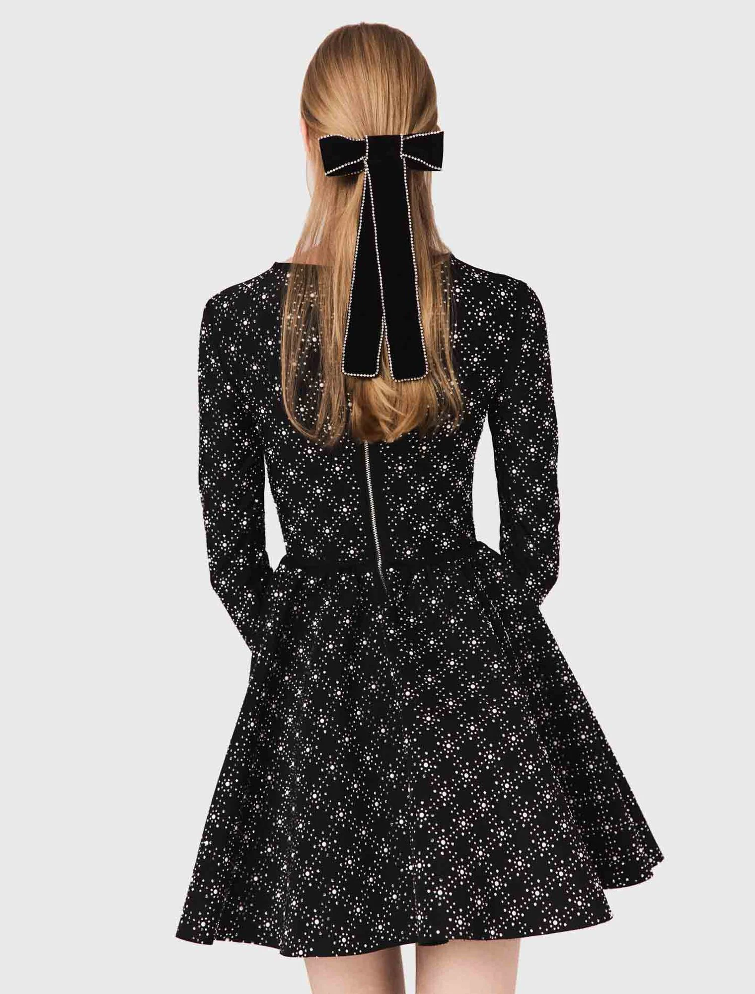 Pearl and rhinestone skater dress Black - Image 6