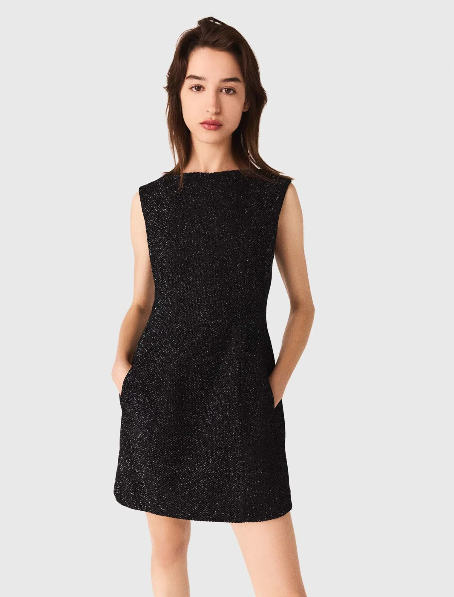 Rhinestone flared short dress Black - Image 4