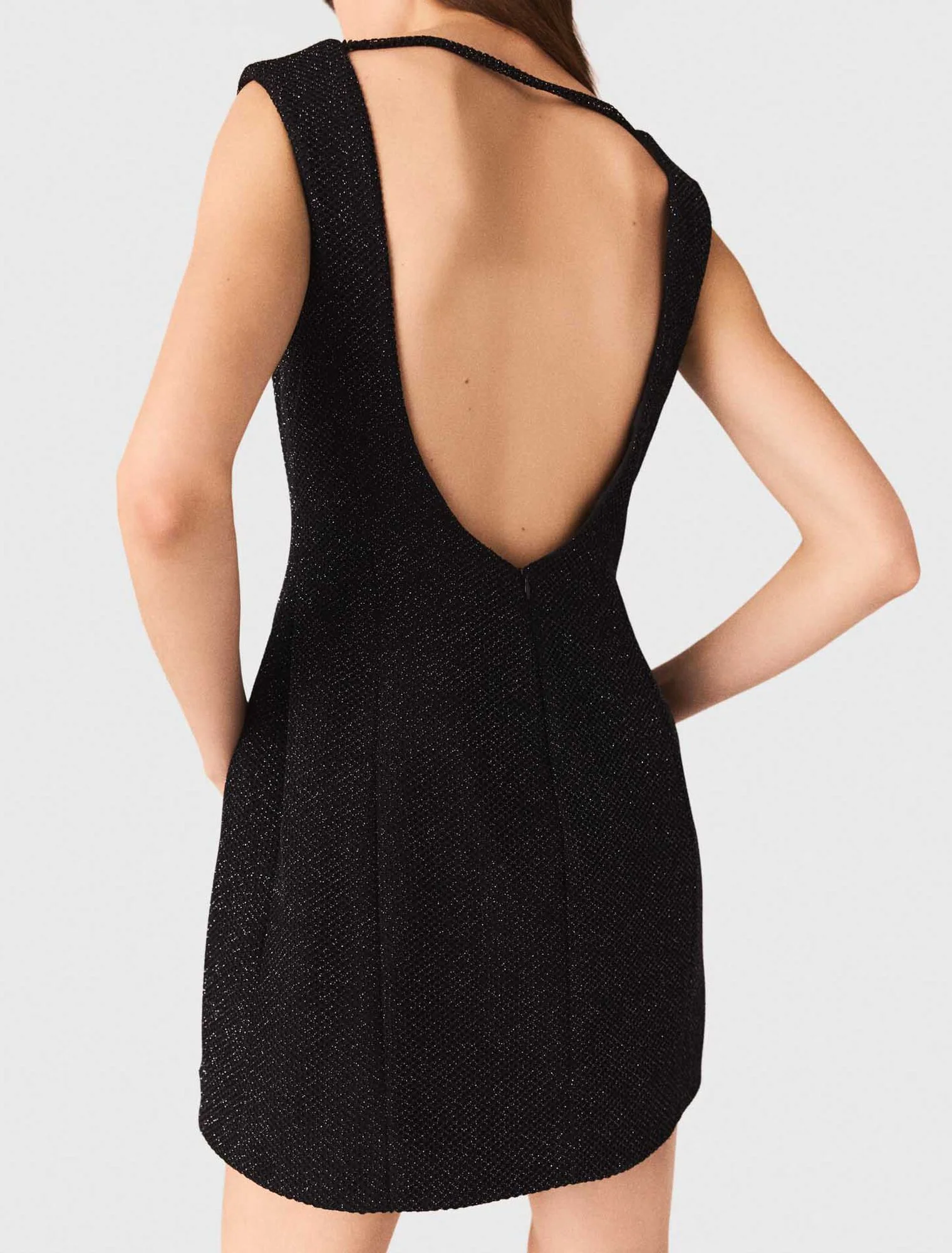 Rhinestone flared short dress Black - Image 6