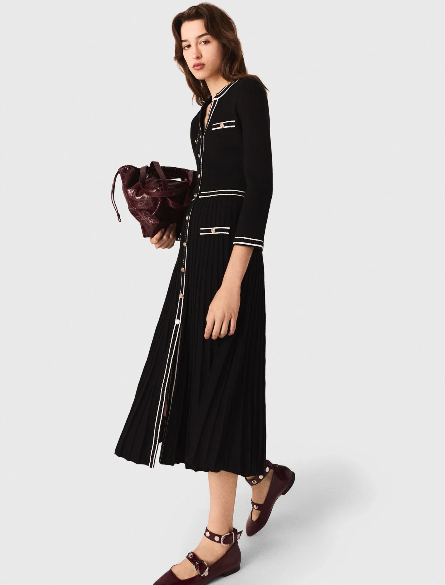 Knit midi dress Black - Image 4