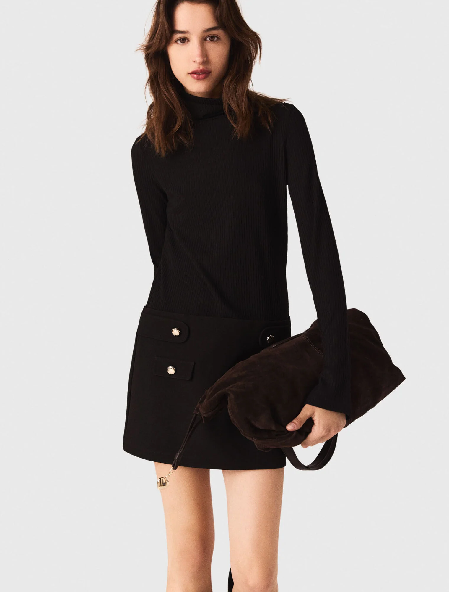 Short high-neck dress Black - Image 4