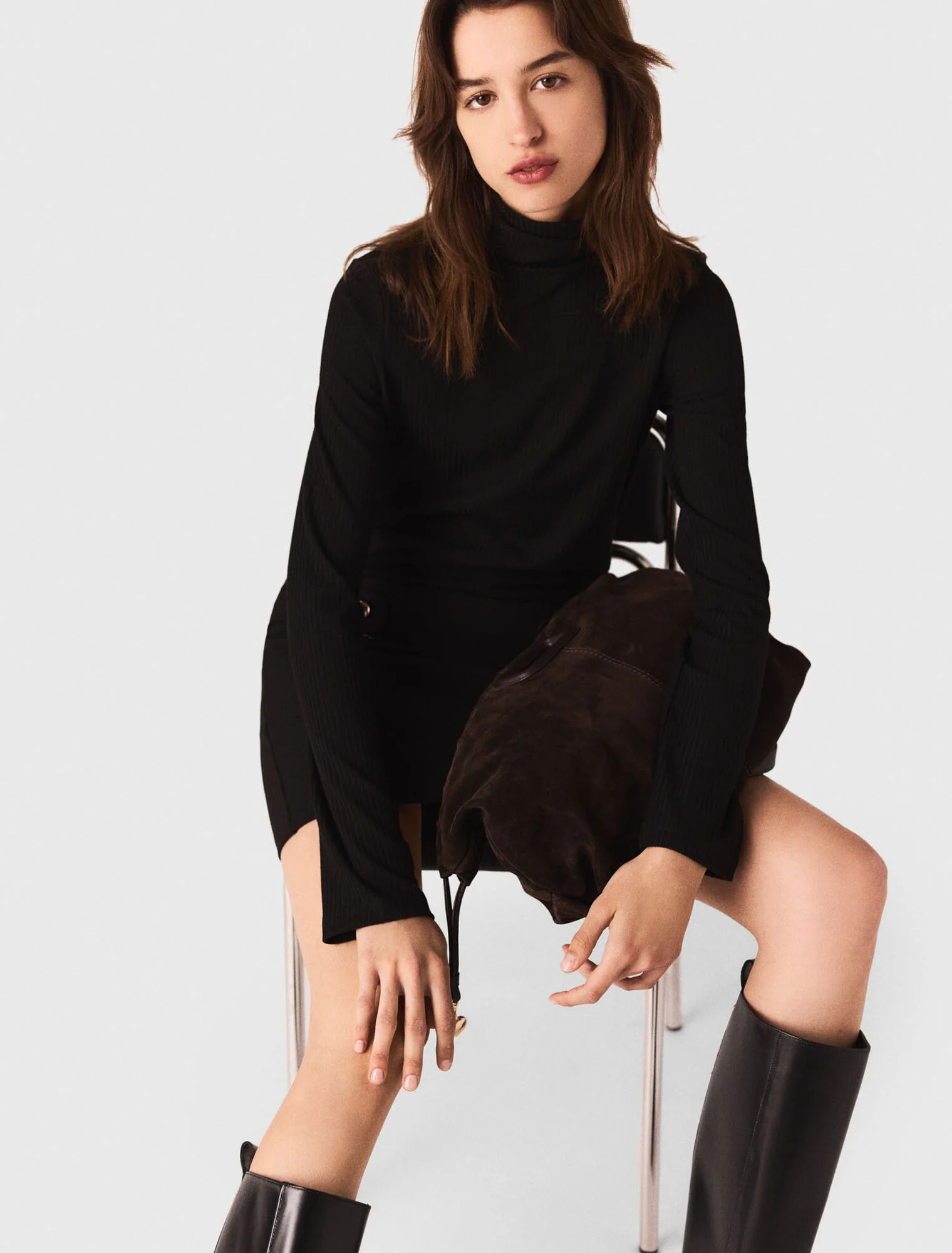 Short high-neck dress Black - Image 5