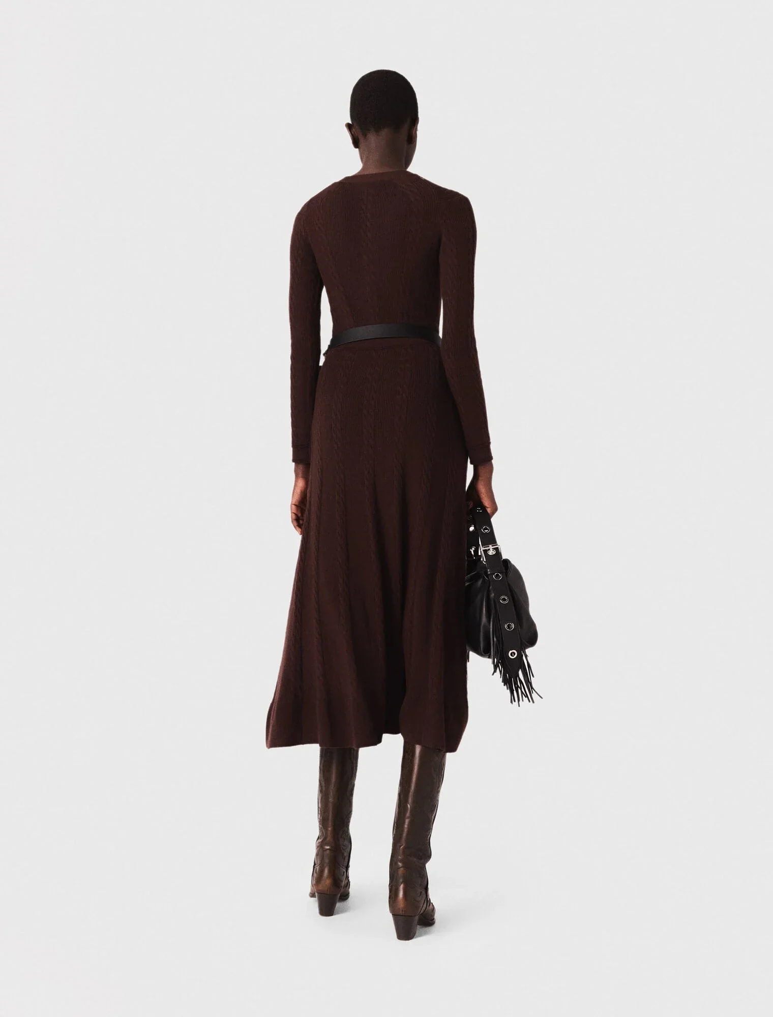 Knit maxi dress with buttons Brown - Image 4