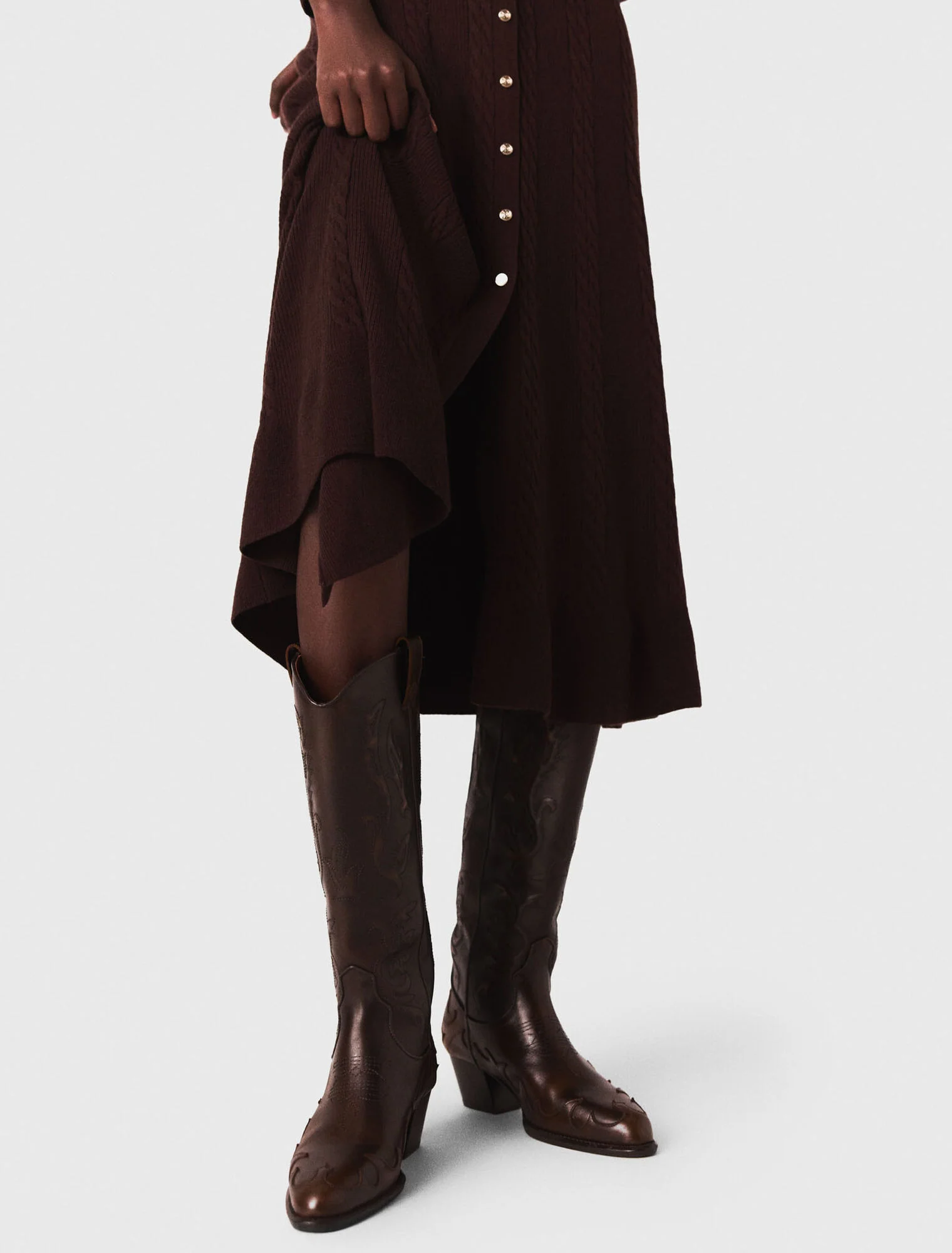 Knit maxi dress with buttons Brown - Image 8