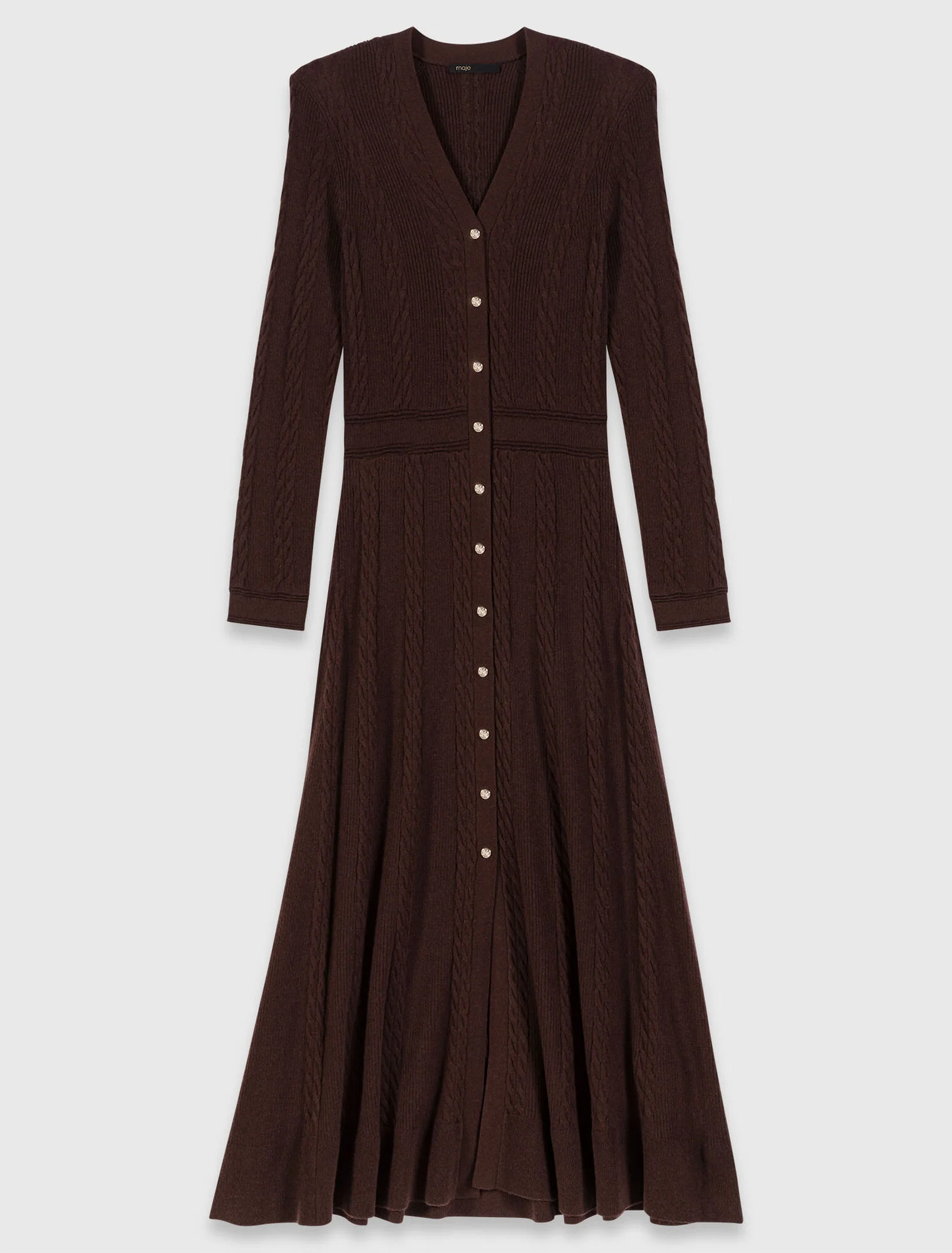 Knit maxi dress with buttons Brown - Image 9