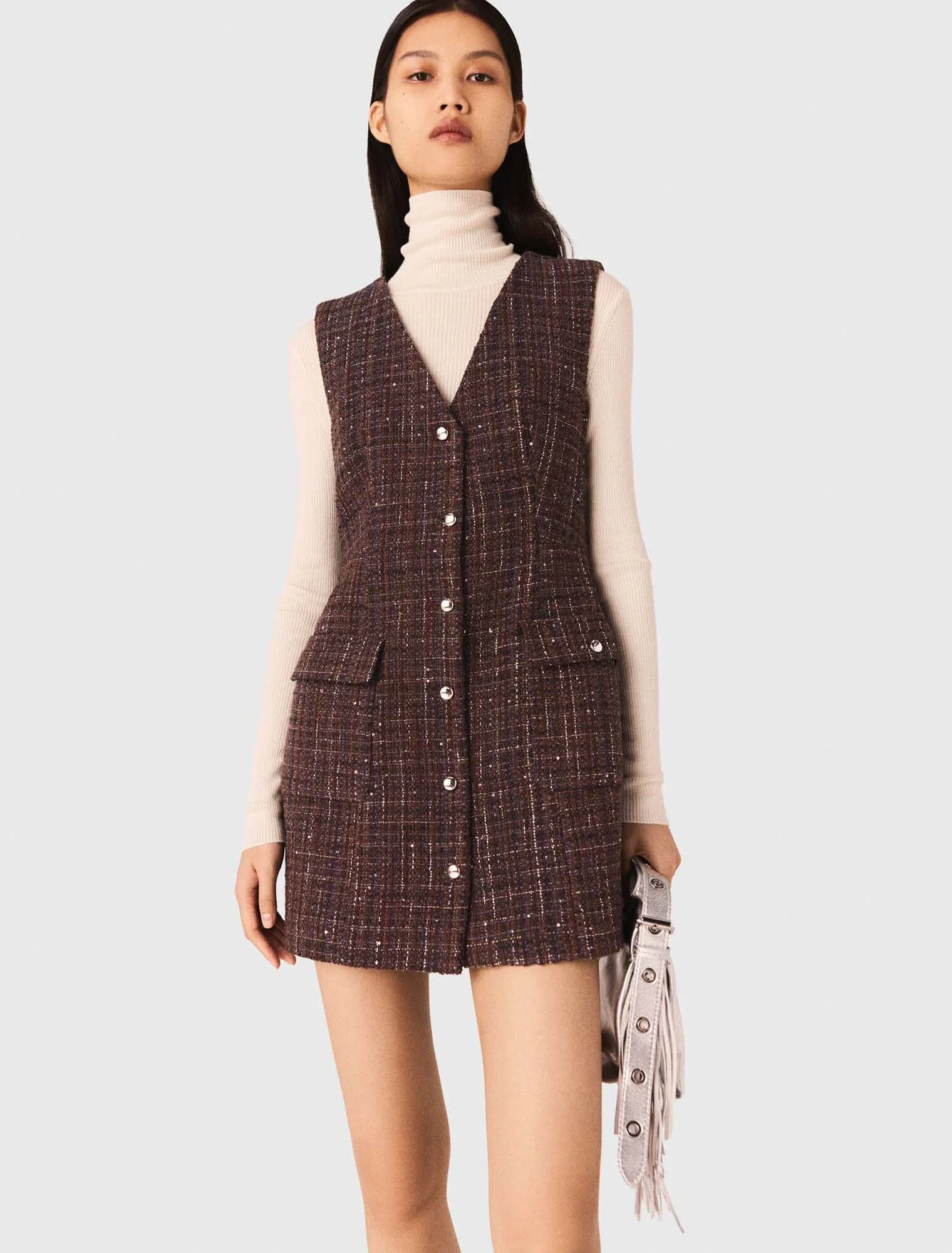 Short tweed dress Brown - Image 4