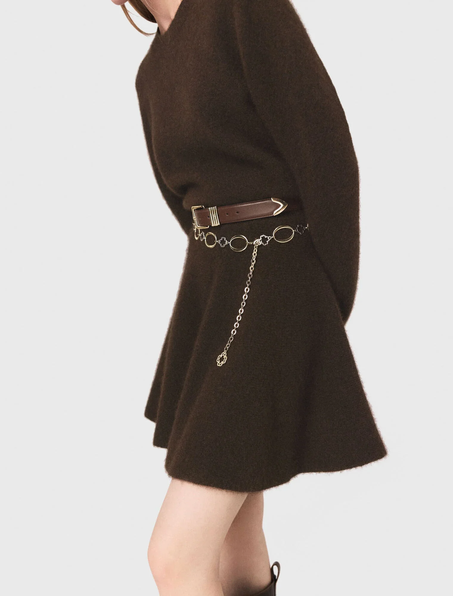 Short yak blend dress Dark Brown - Image 4