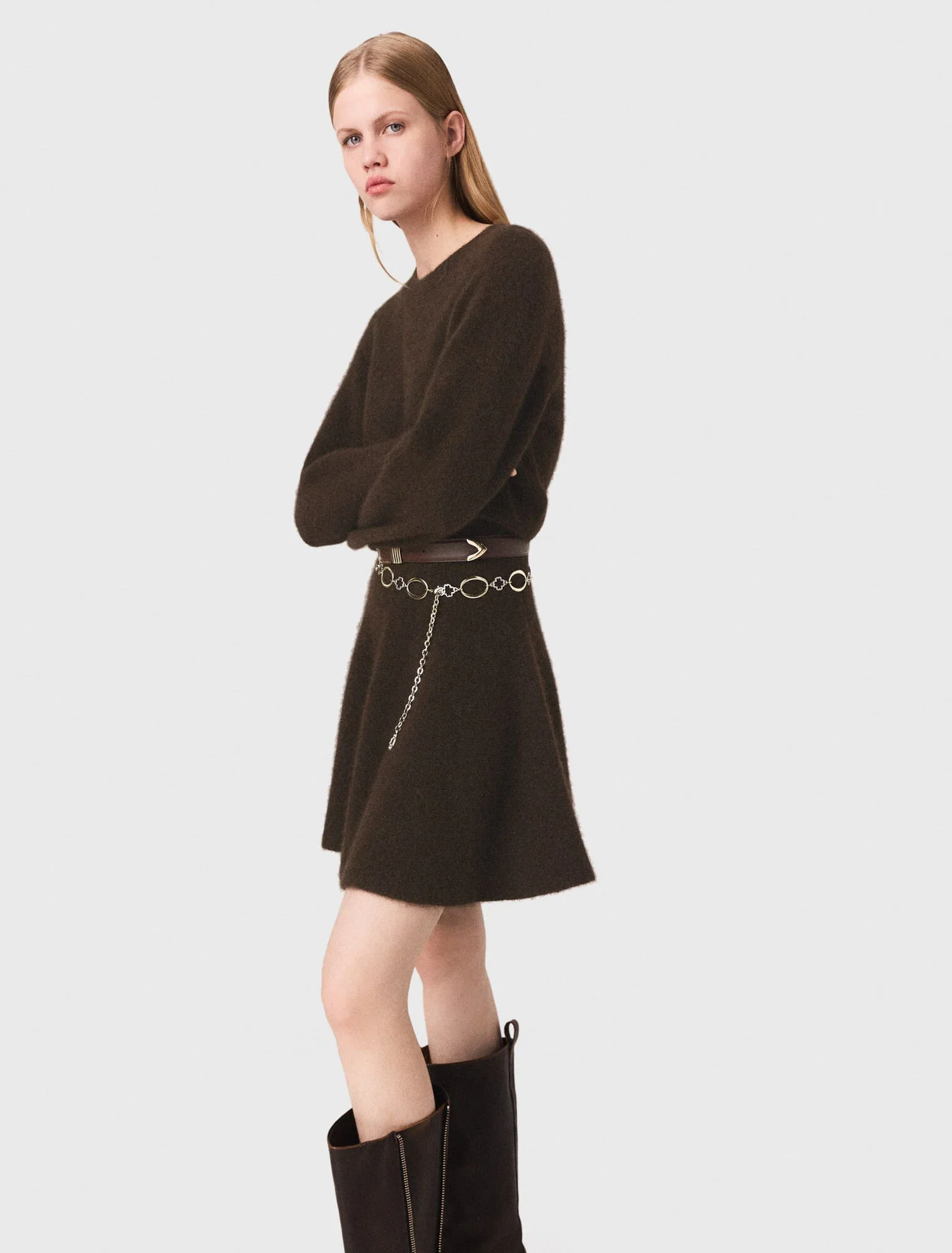 Short yak blend dress Dark Brown - Image 5