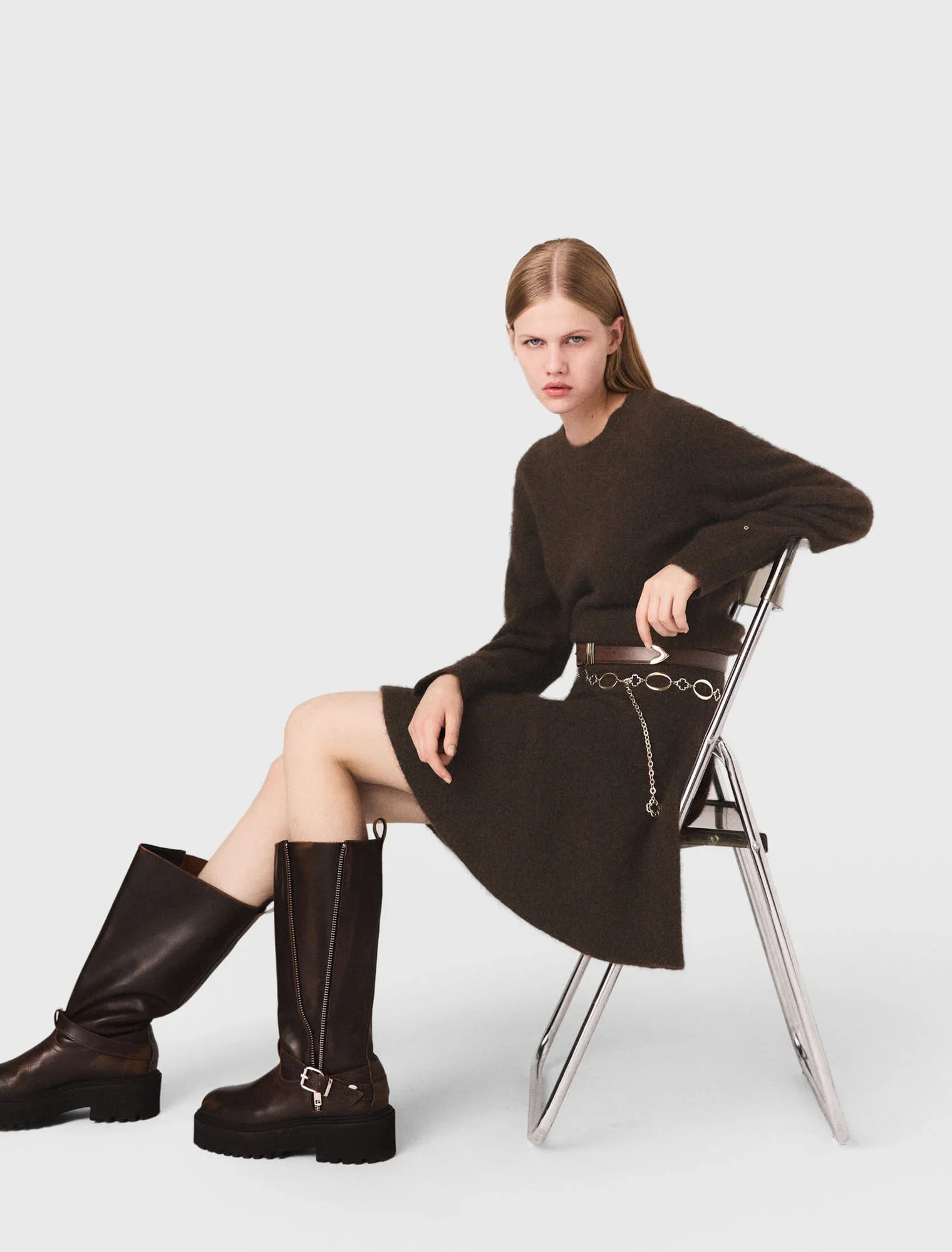 Short yak blend dress Dark Brown - Image 6