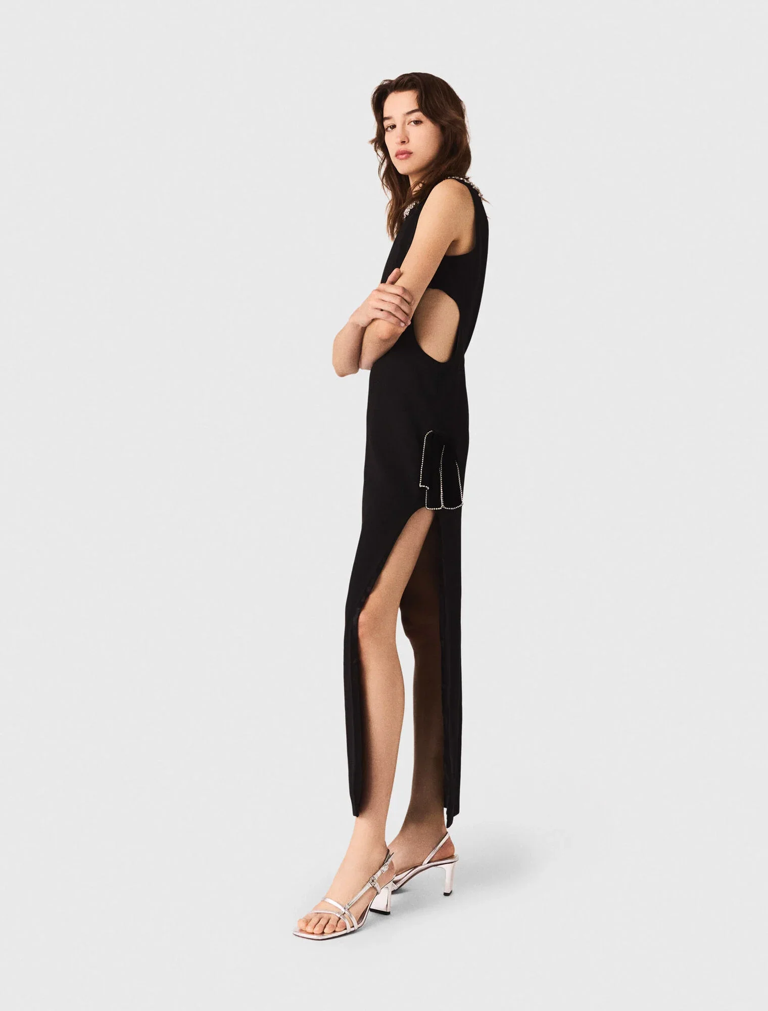 Jewel-collar maxi dress Black - Image 2