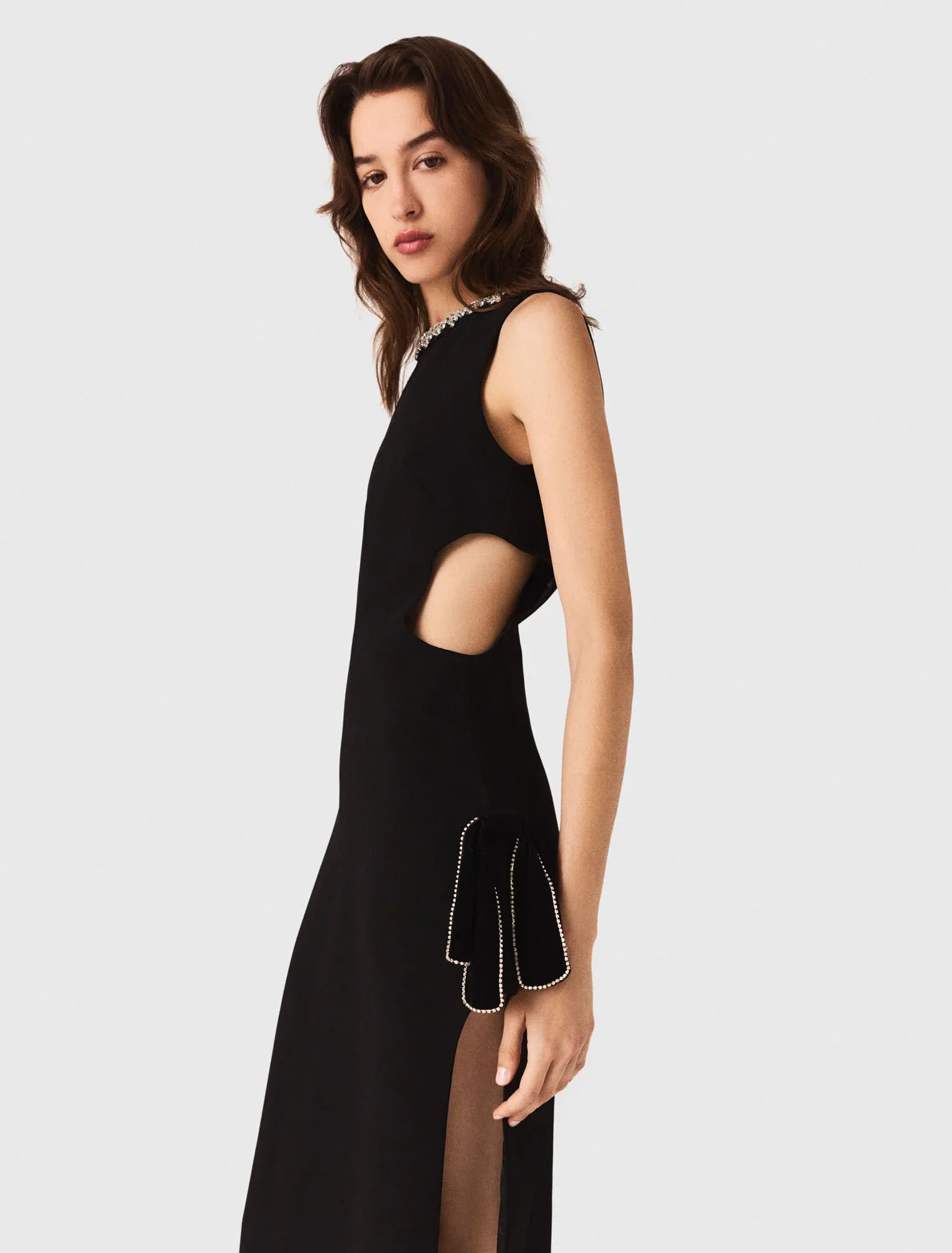 Jewel-collar maxi dress Black - Image 4