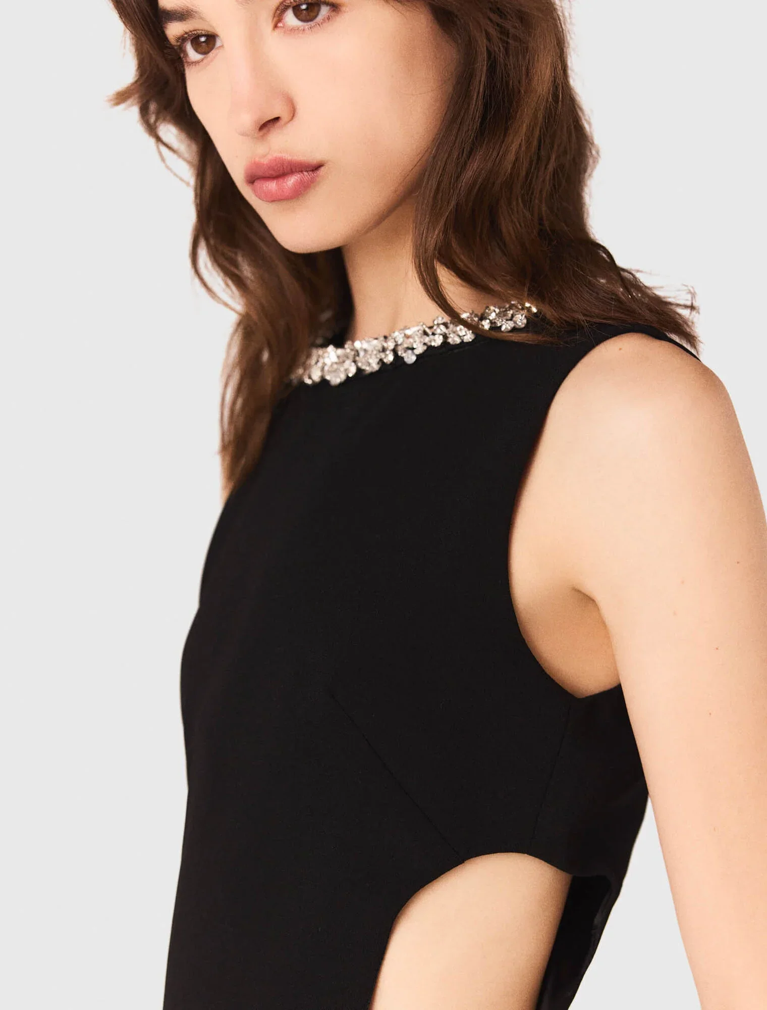 Jewel-collar maxi dress Black - Image 5