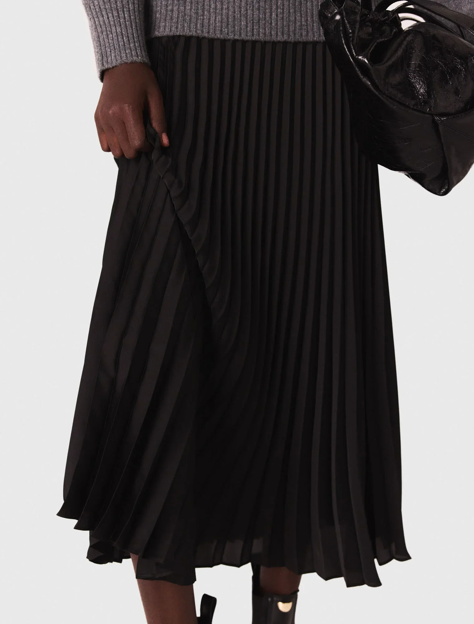 Dual-material maxi dress Grey/Black - Image 4