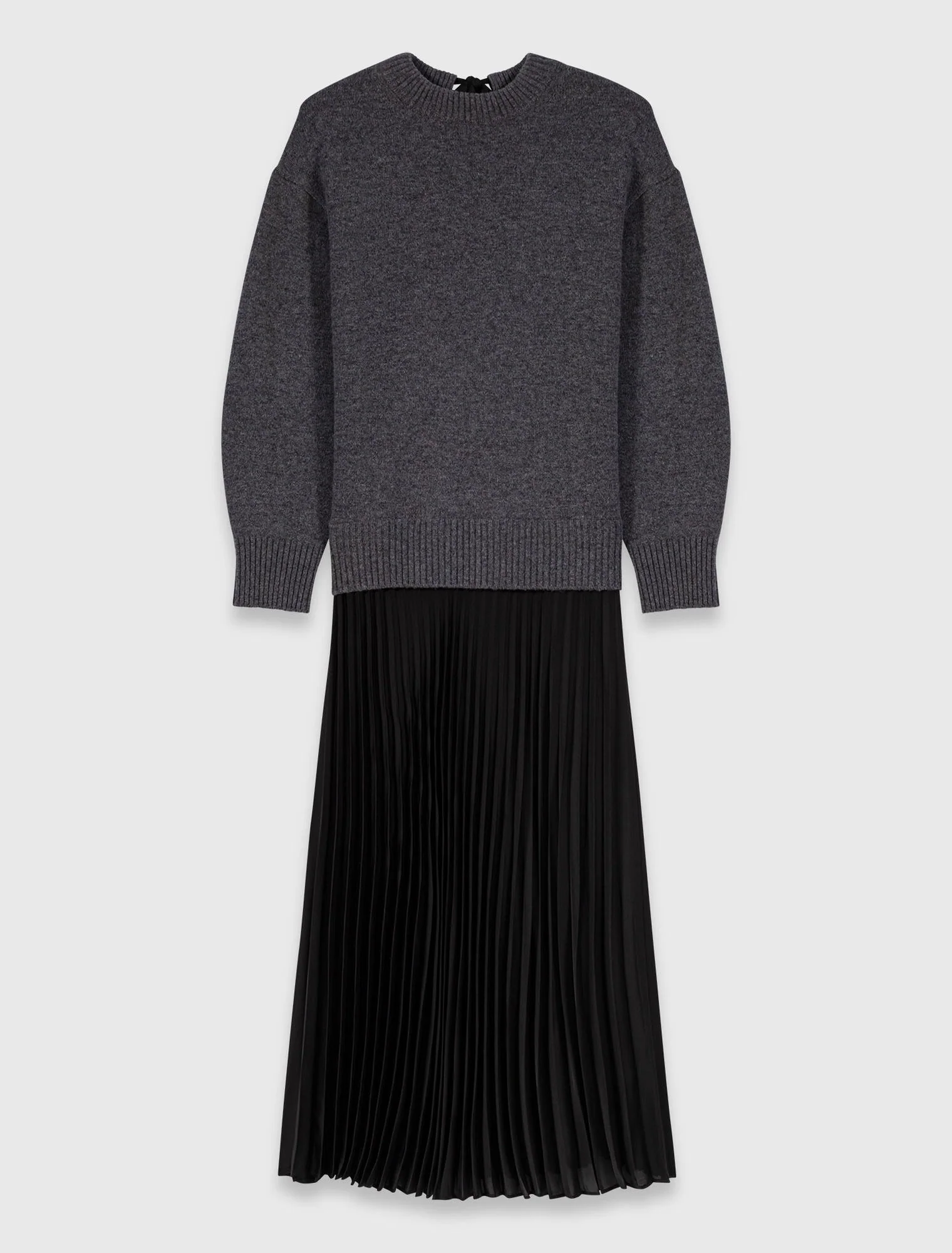 Dual-material maxi dress Grey/Black - Image 8