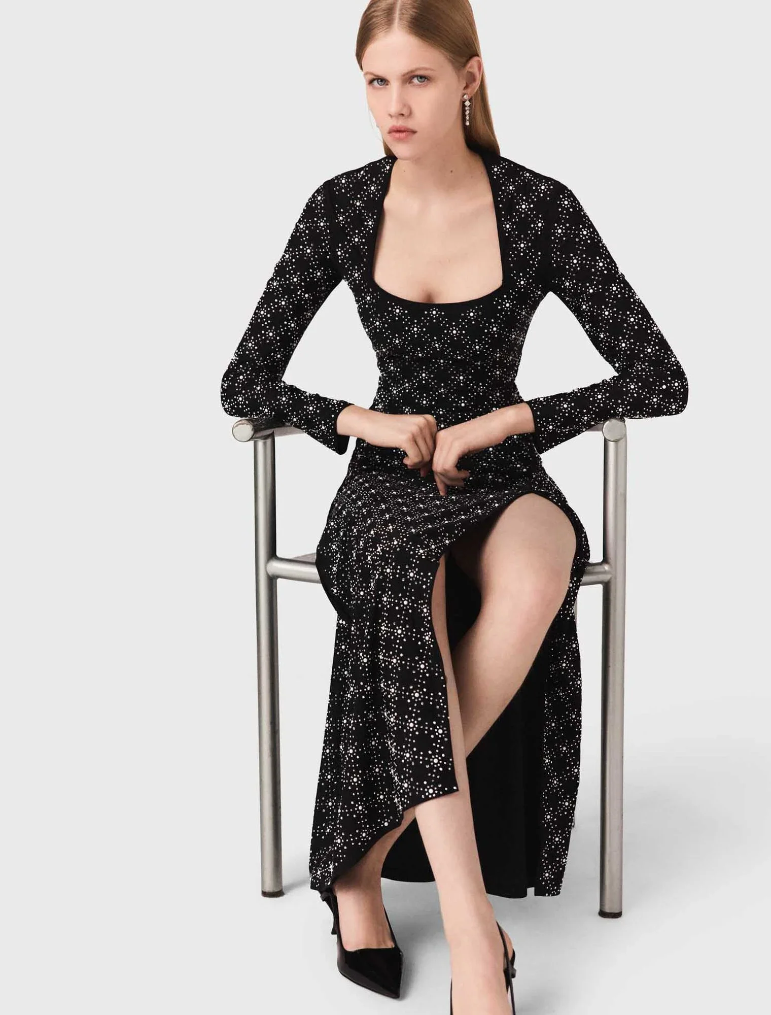 Beaded and rhinestone maxi dress Black - Image 5