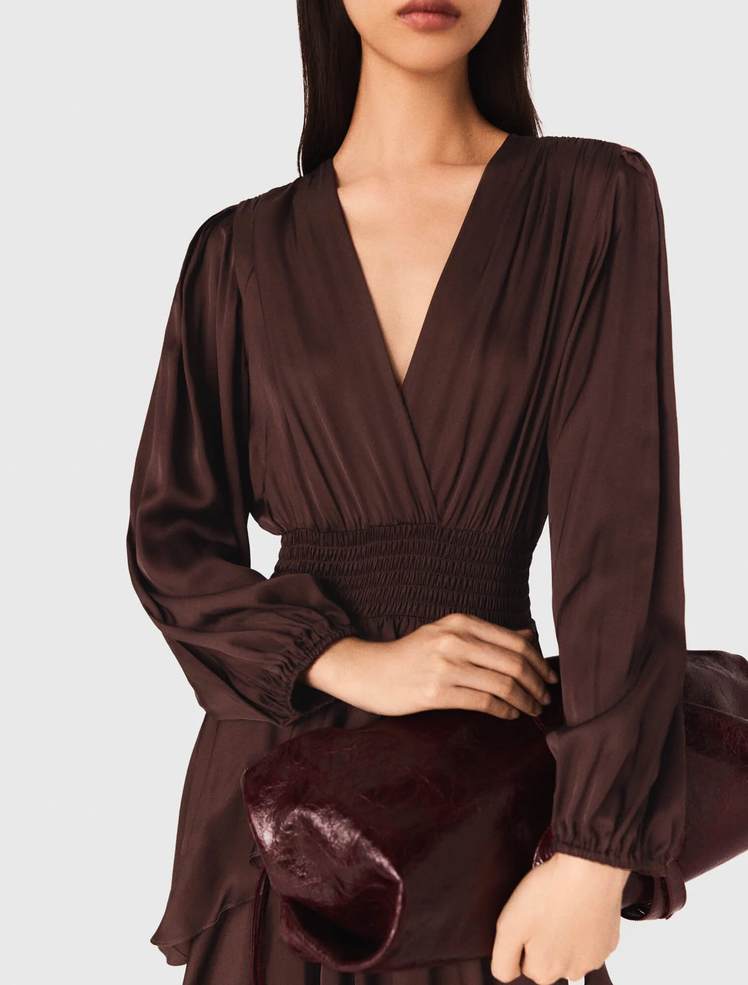 Flowy ruffled maxi dress Brown - Image 6