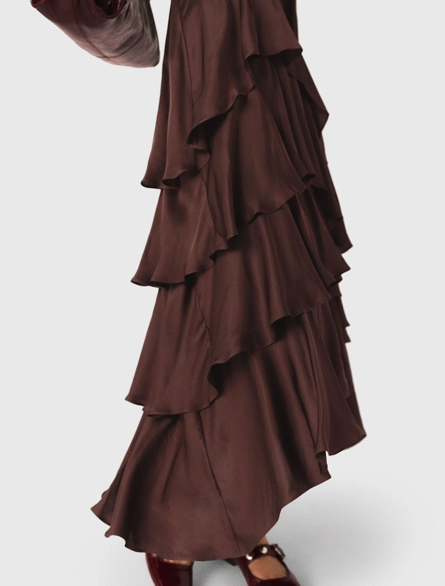 Flowy ruffled maxi dress Brown - Image 7
