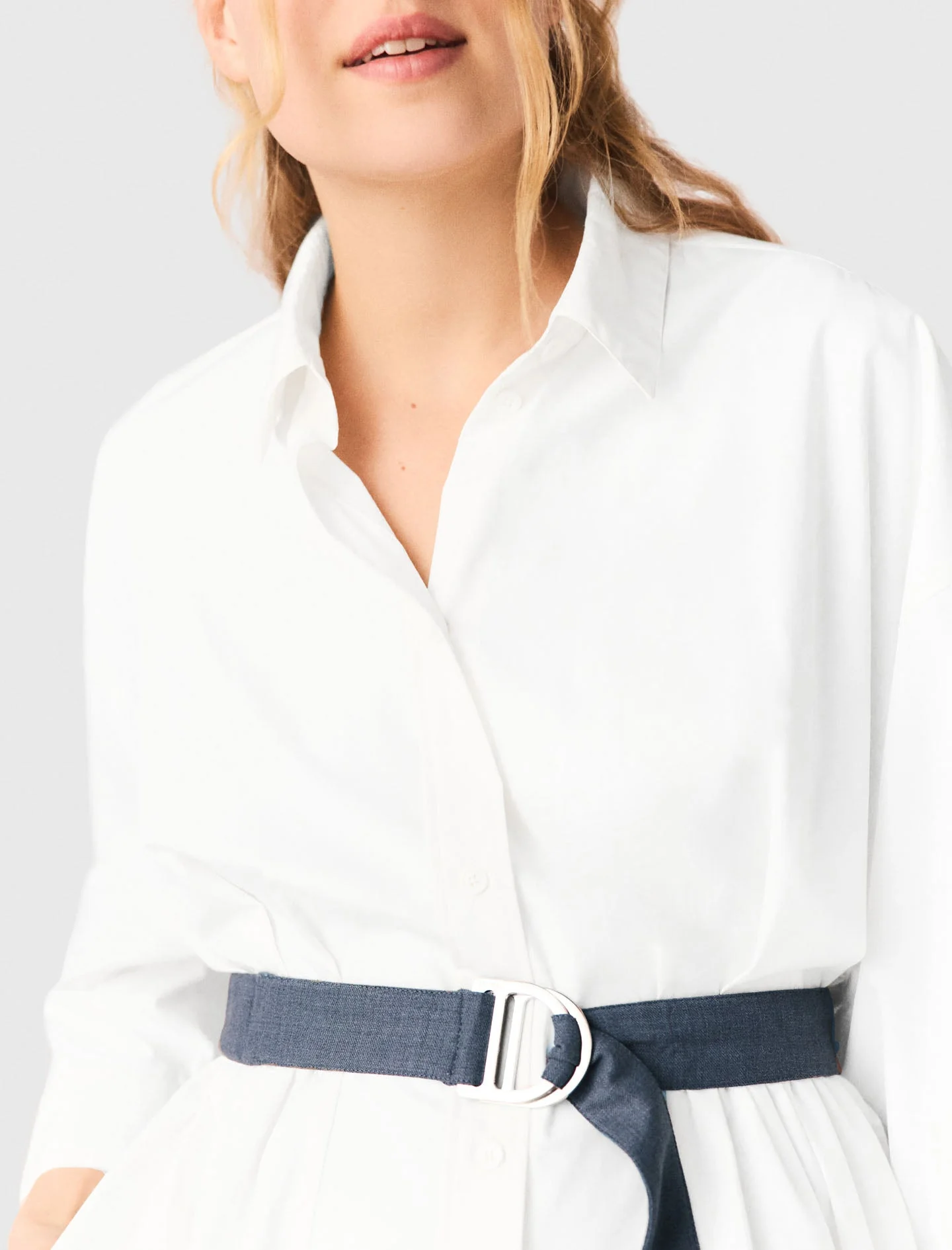 Shirt Dress With Contrast Belt White - Image 6