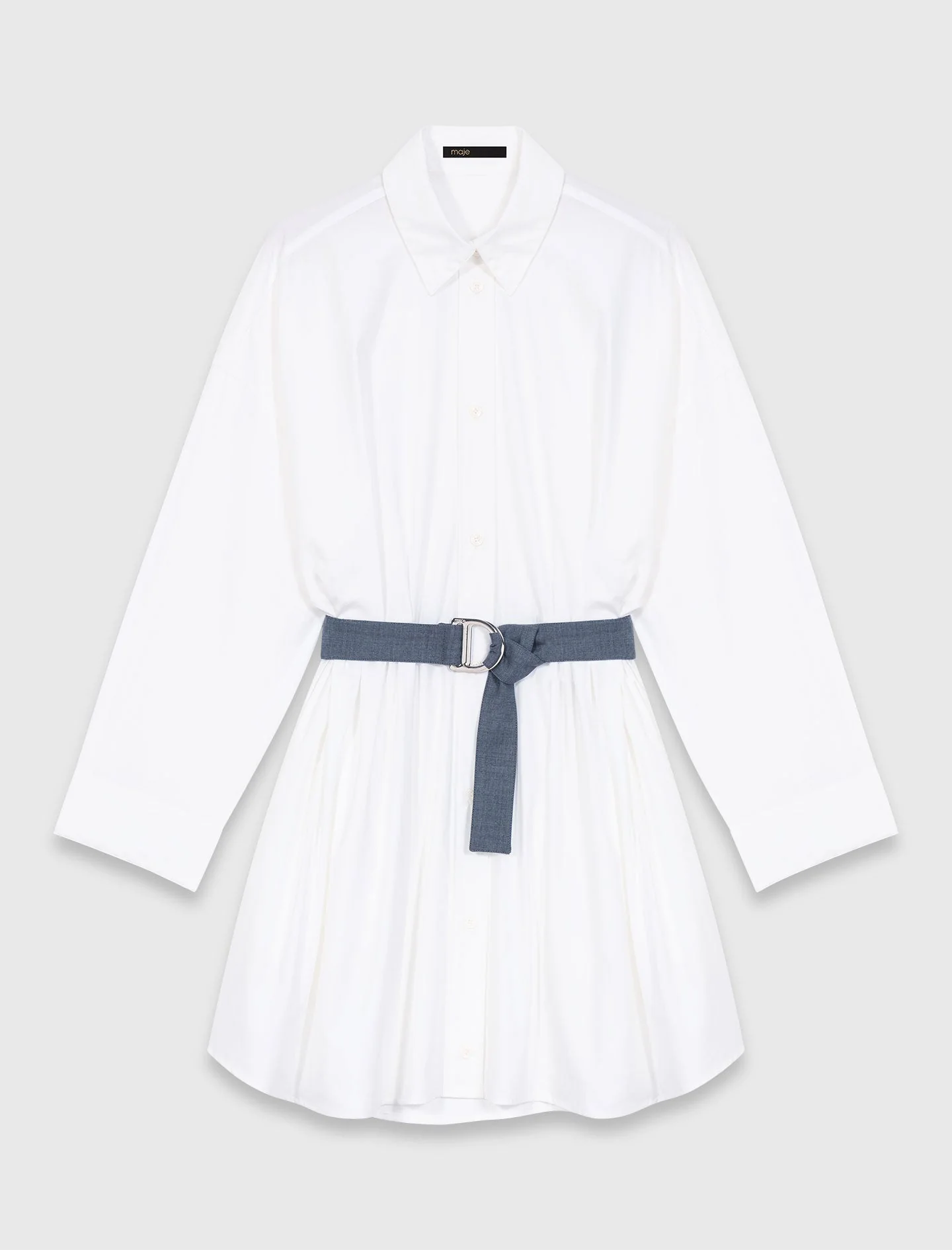 Shirt Dress With Contrast Belt White - Image 7